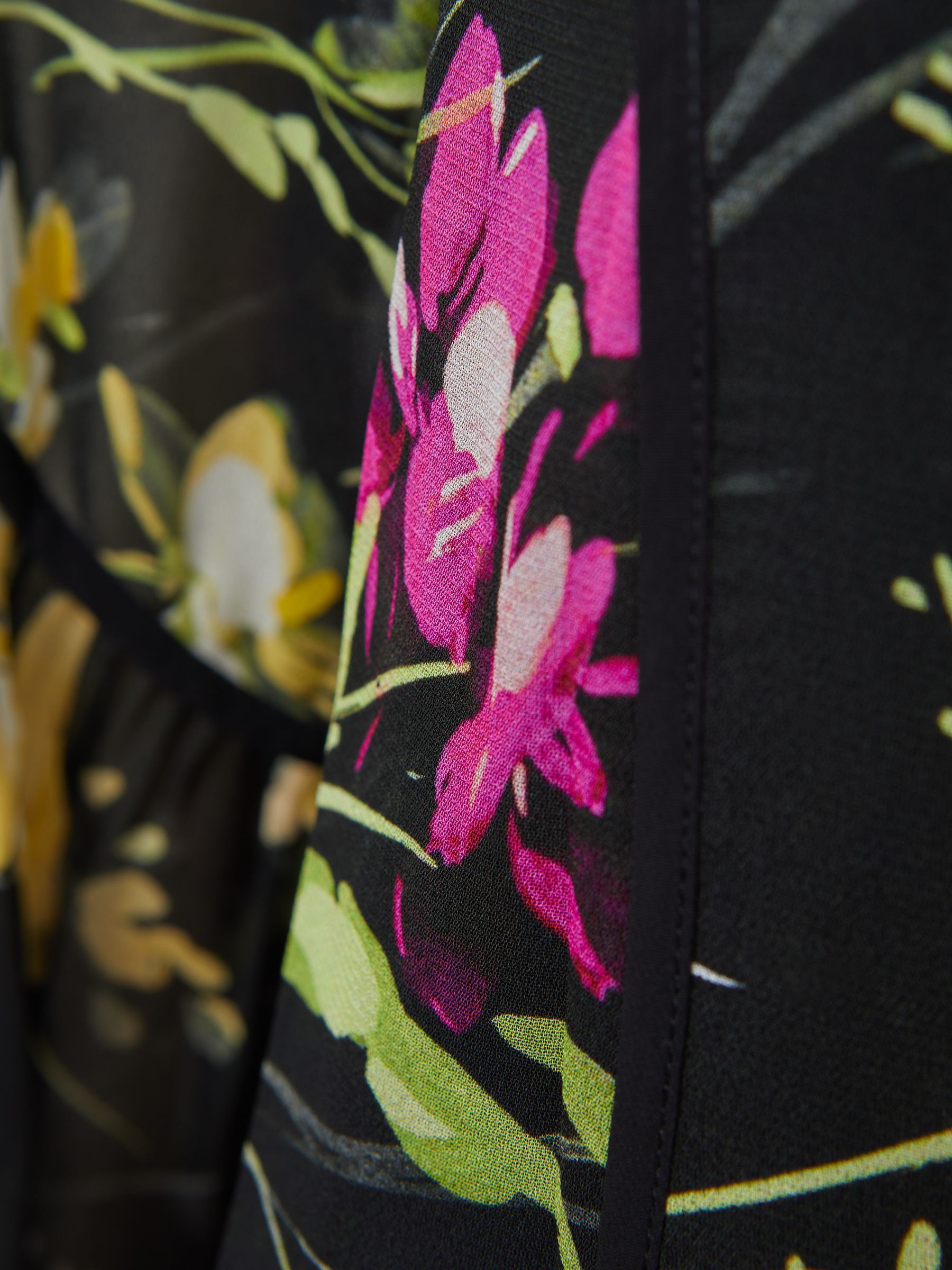Florere Sheer Floral Tie Neck Blouse in Black - Image 5 of 5