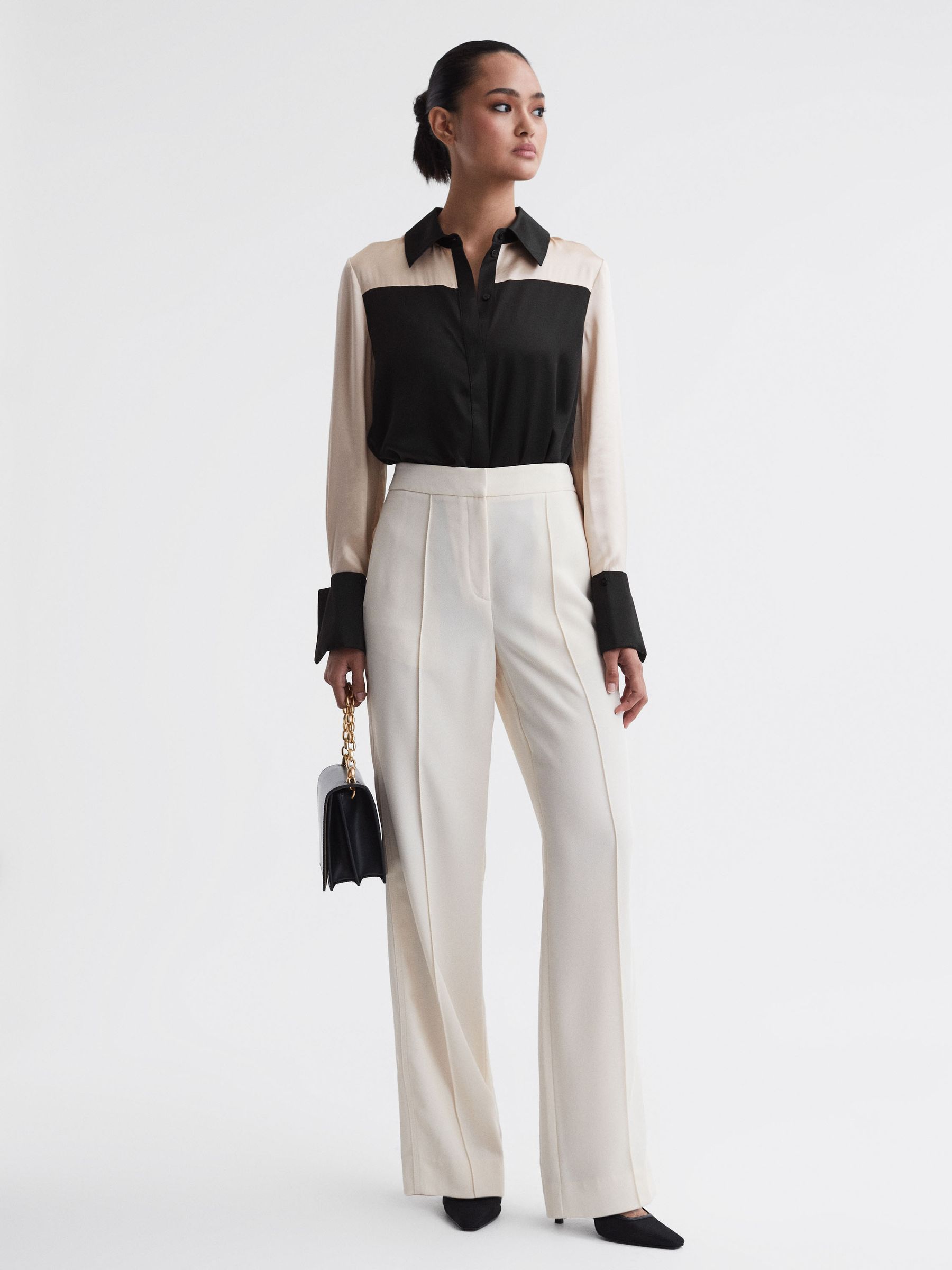 Lorey Black/Champagne Silk Colourblock Shirt - Image 3 of 5