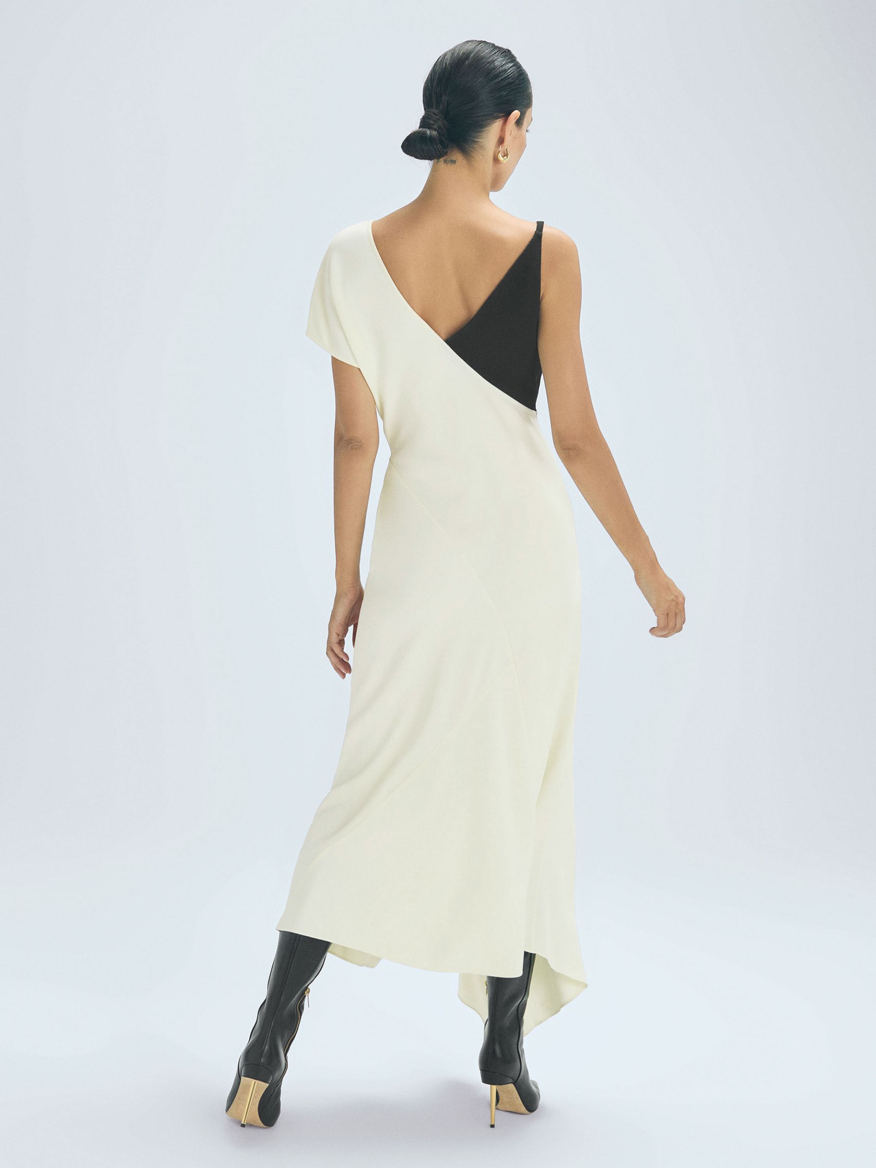 Colourblock Midi Dress in Black/White - Image 5 of 6