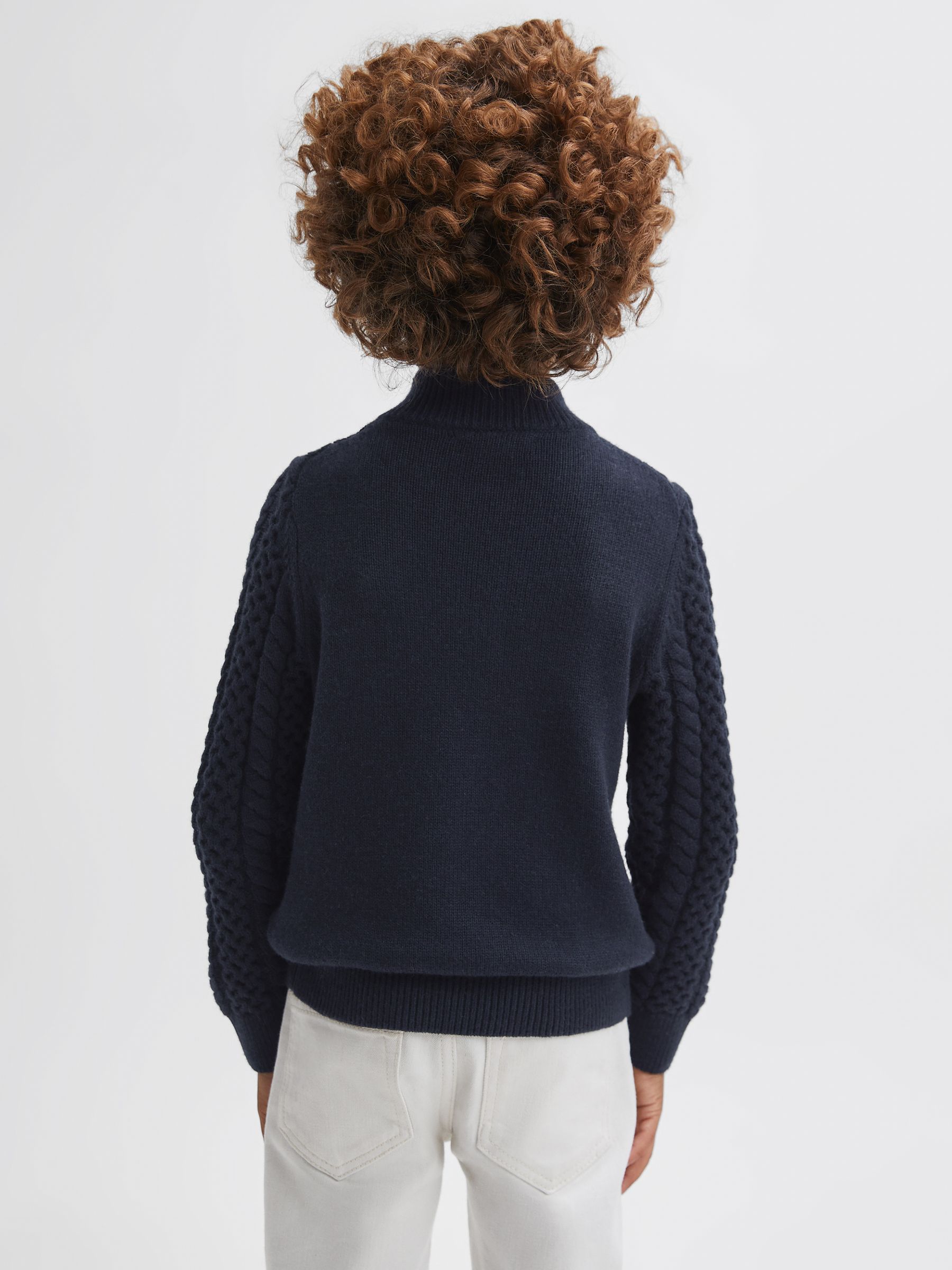Senior Slim Fit Knitted Half-Zip Jumper in Navy - Image 5 of 6
