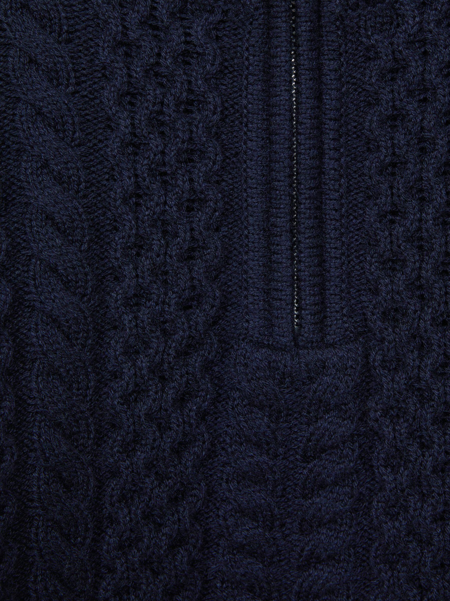 Senior Slim Fit Knitted Half-Zip Jumper in Navy - Image 6 of 6