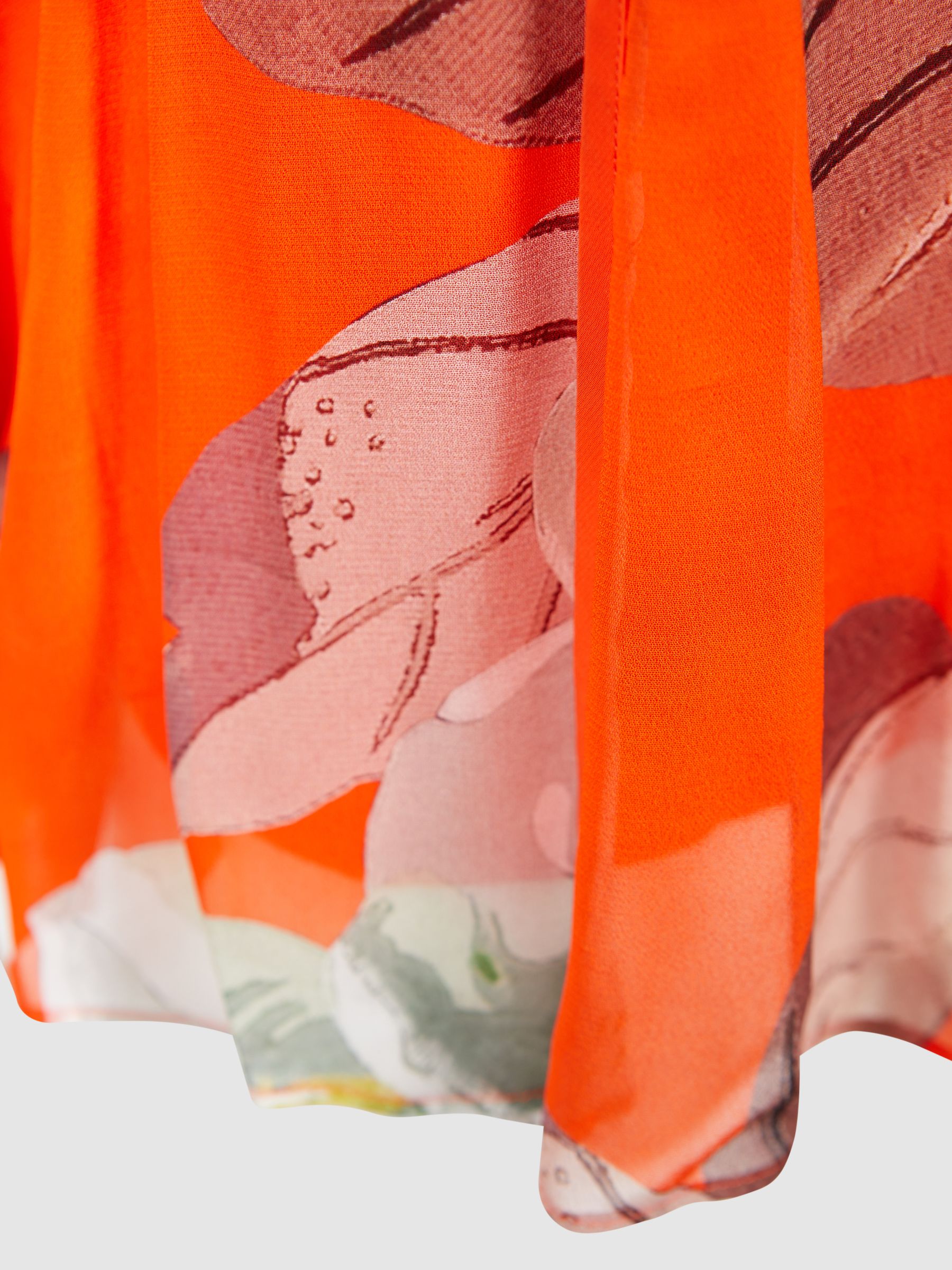 Florere Sheer Floral Tie Neck Blouse in Orange - Image 5 of 5