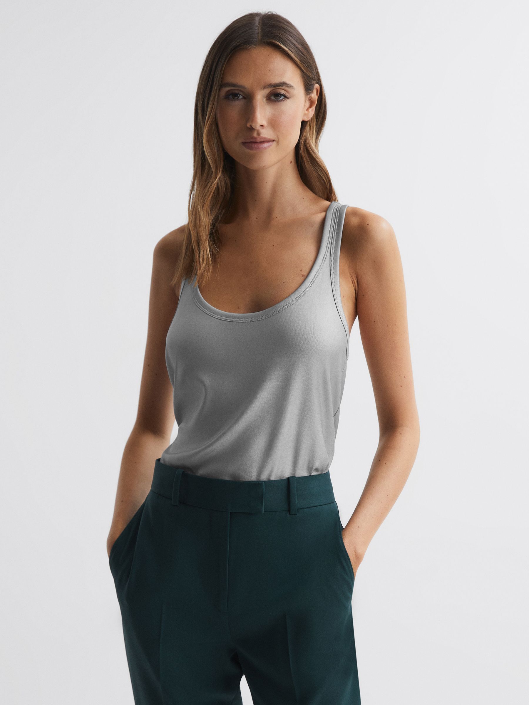 Reiss Wool-Blend Hybrid Knitted Midi Dress in Ivory | REISS