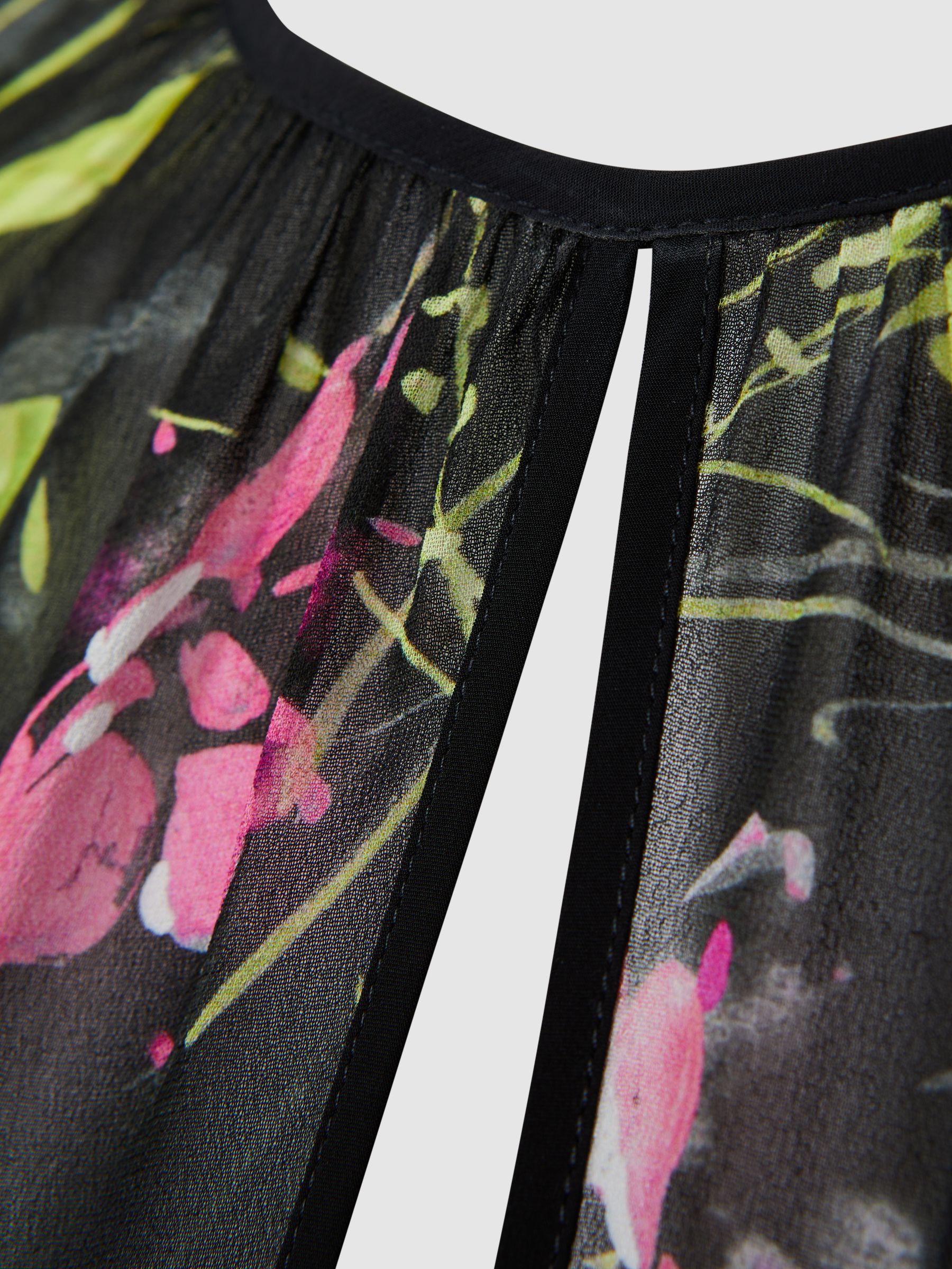 Florere Sheer Floral Mini Dress in Black - Image 6 of 6