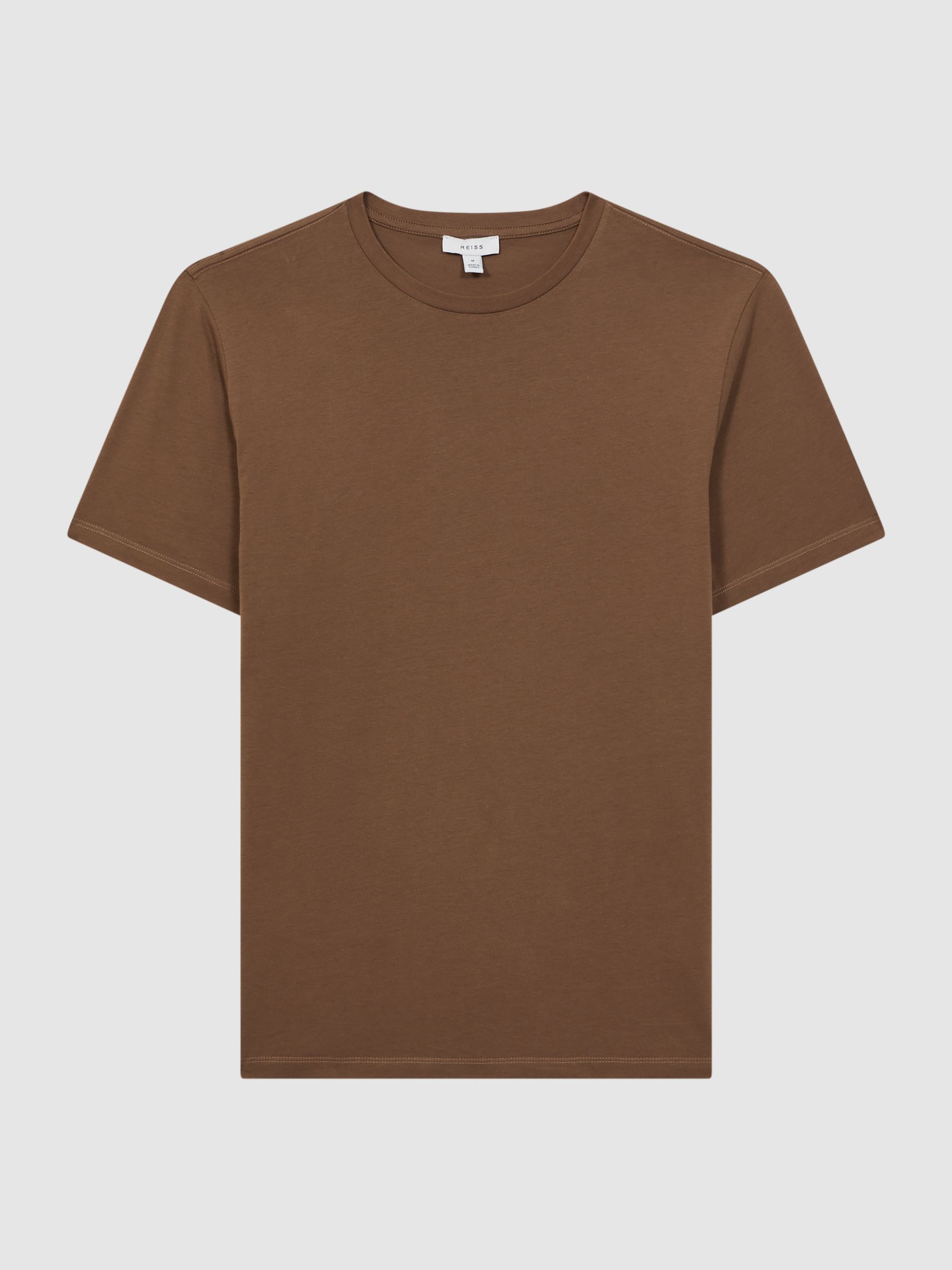 Cotton Crew Neck T-Shirt in Tobacco - Image 2 of 4