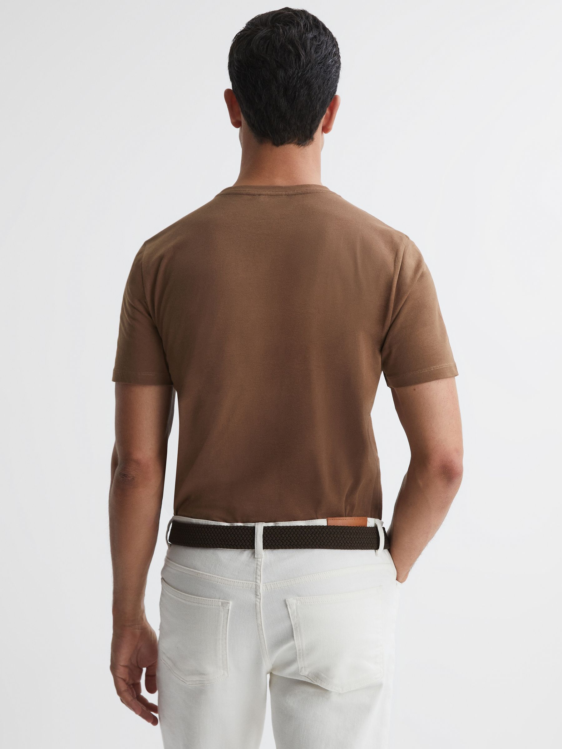 Cotton Crew Neck T-Shirt in Tobacco - Image 4 of 4
