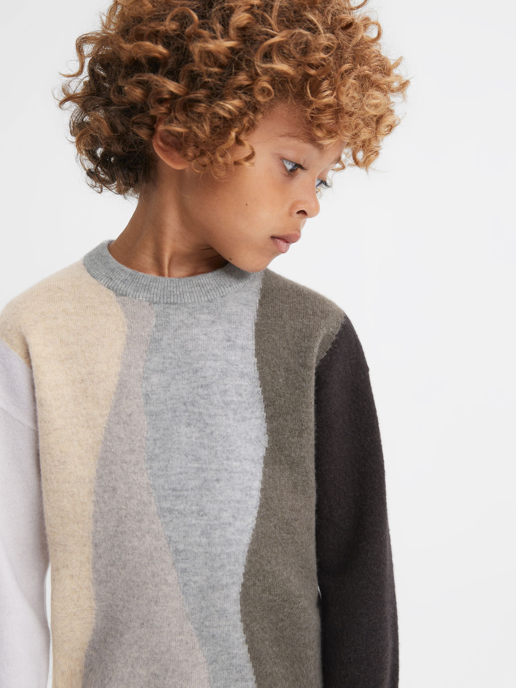 3-9 yrs Fluffy Wool Crew Neck Jumper in Mocha - Image 4 of 6
