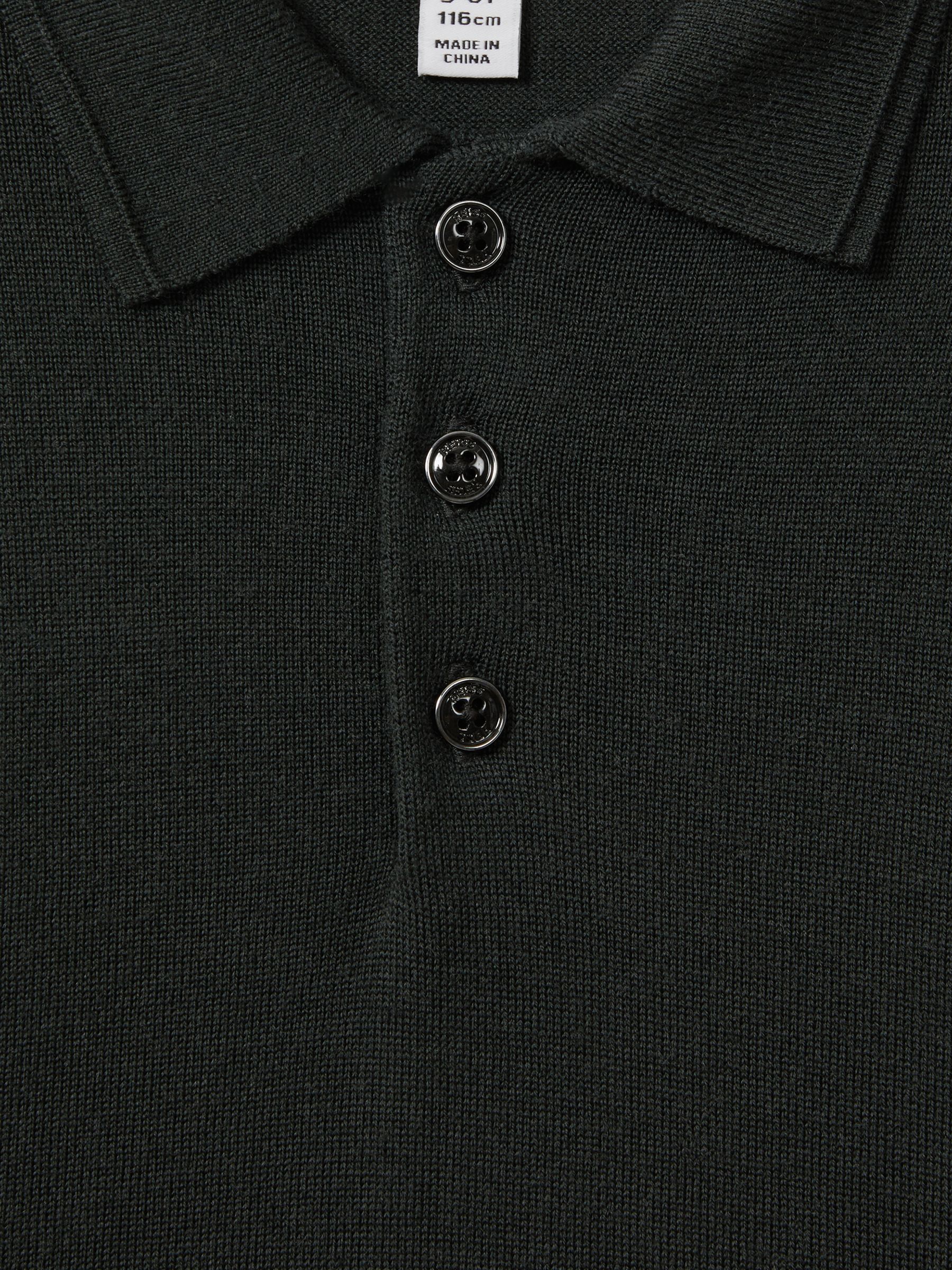 Senior Merino Wool Polo Shirt in Forest - Image 6 of 6