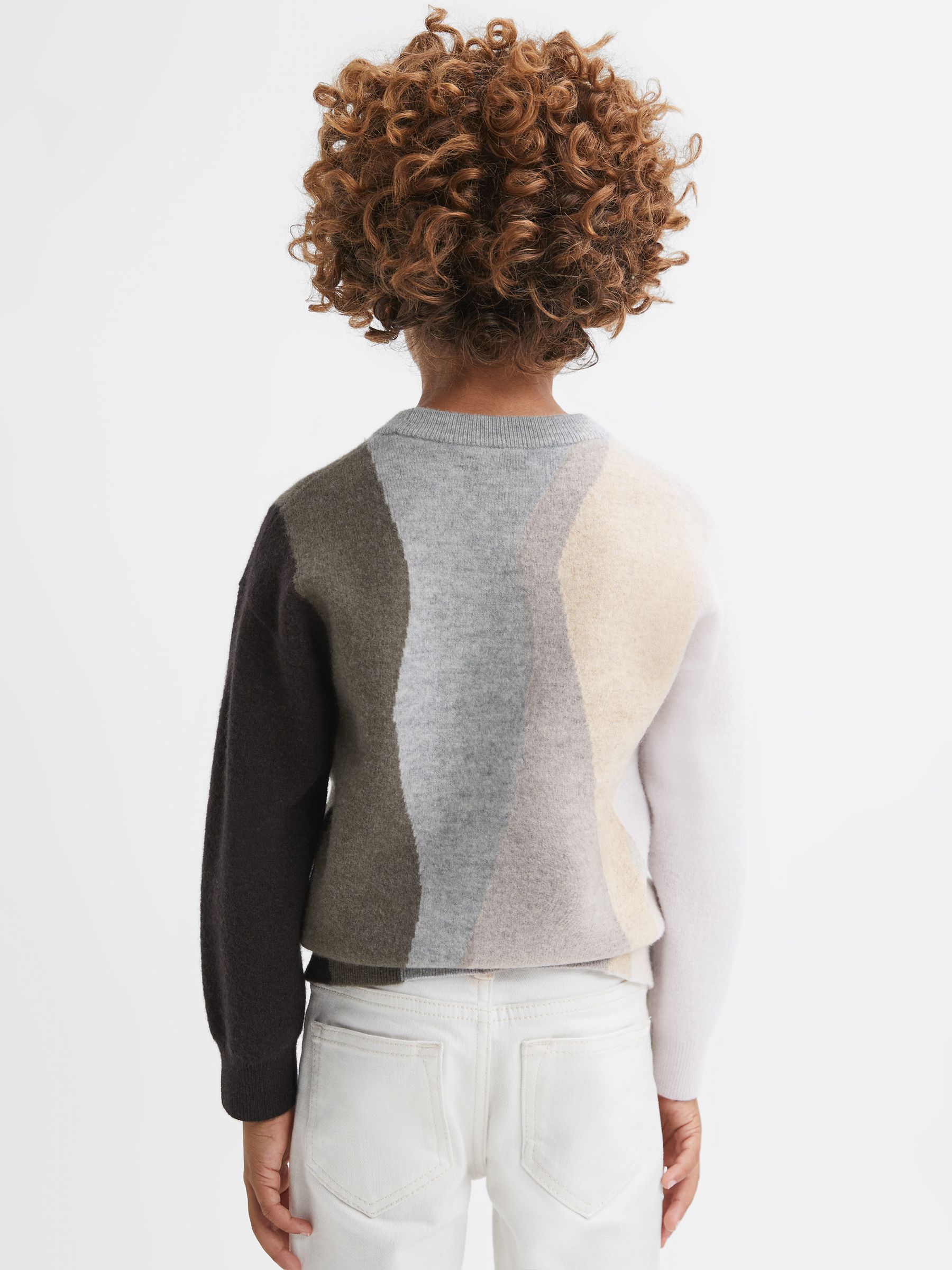 Senior Fluffy Wool Crew Neck Jumper in Mocha - Image 5 of 6