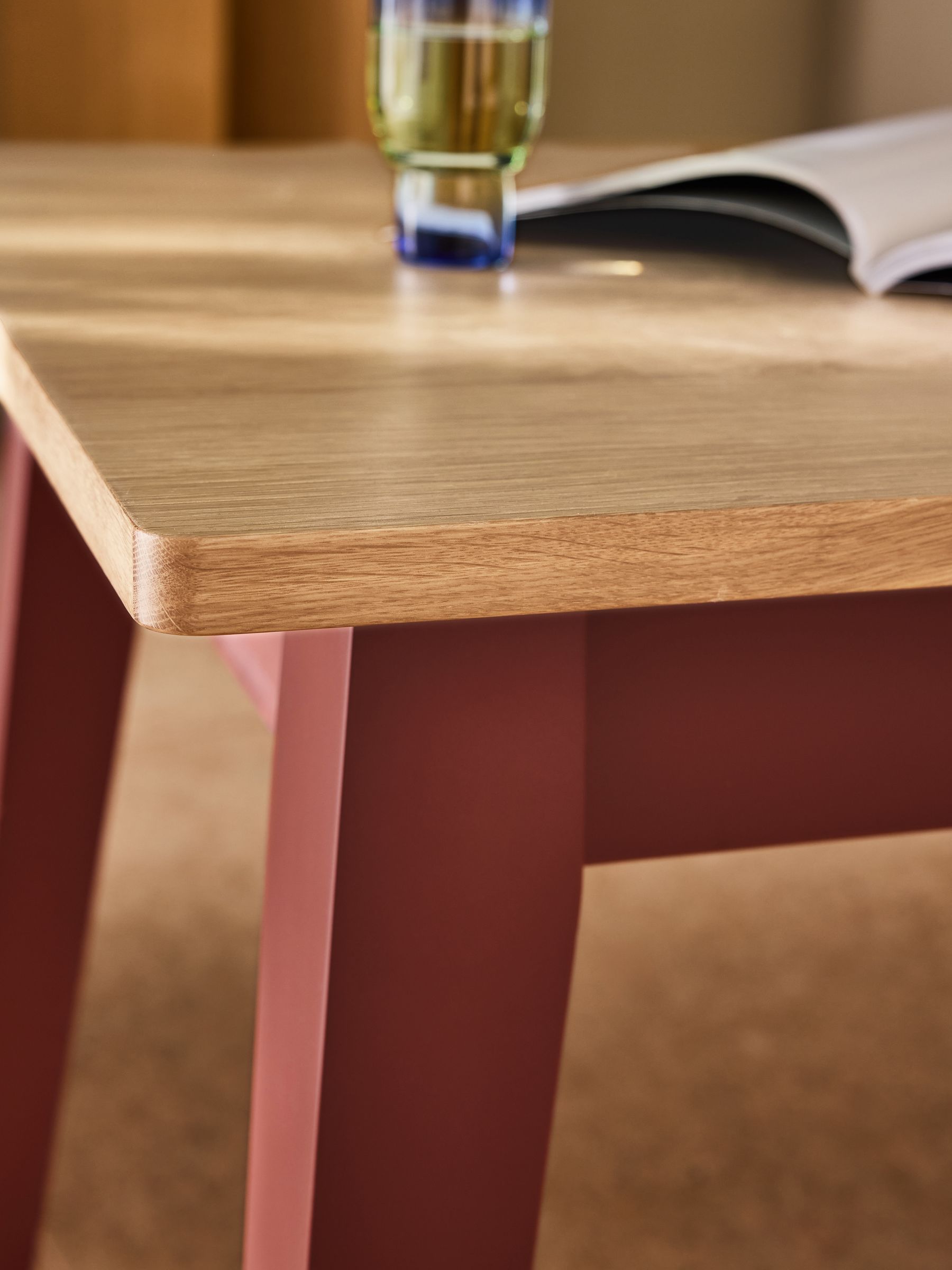 Ralph Compact Dining Table in Oak and Terracotta - Image 3 of 6