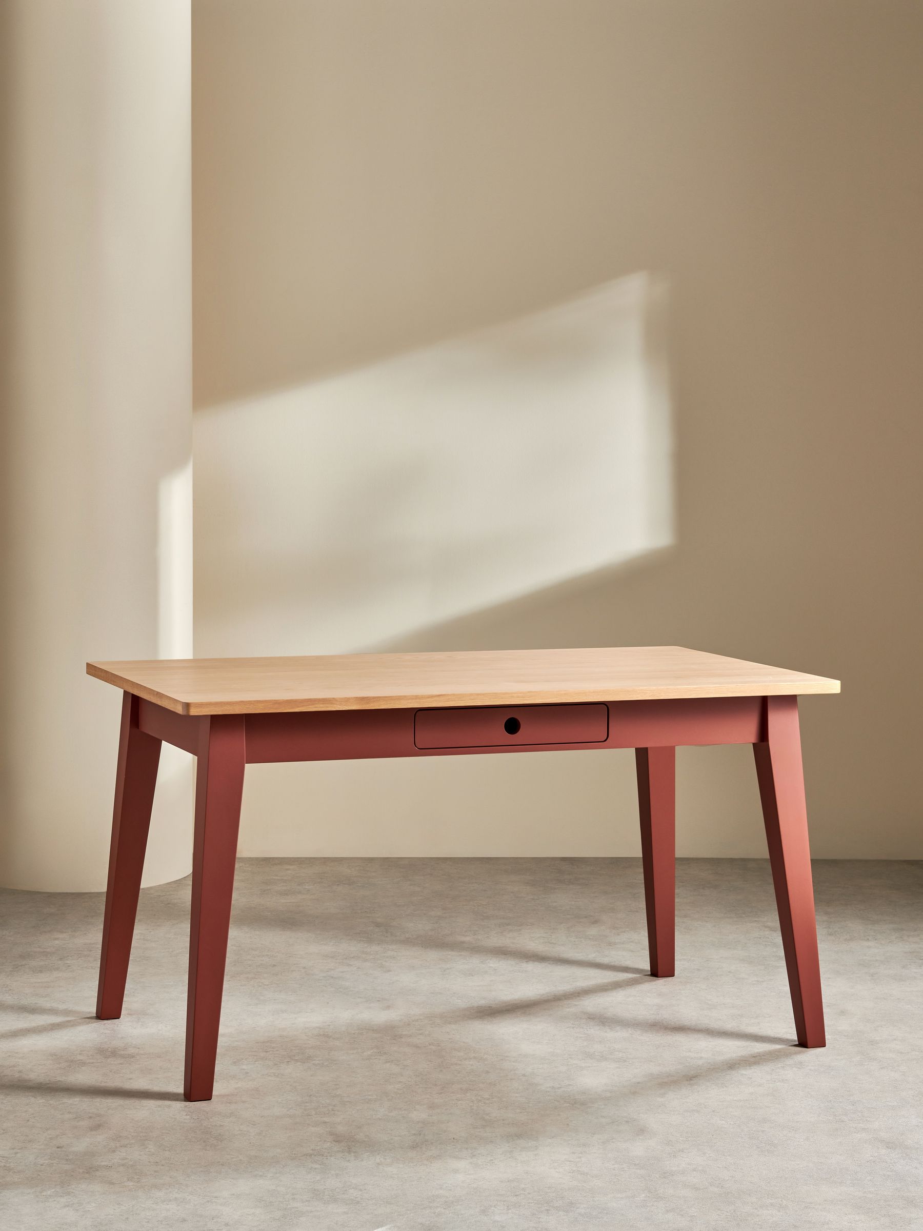 Ralph Compact Dining Table in Oak and Terracotta - Image 4 of 6
