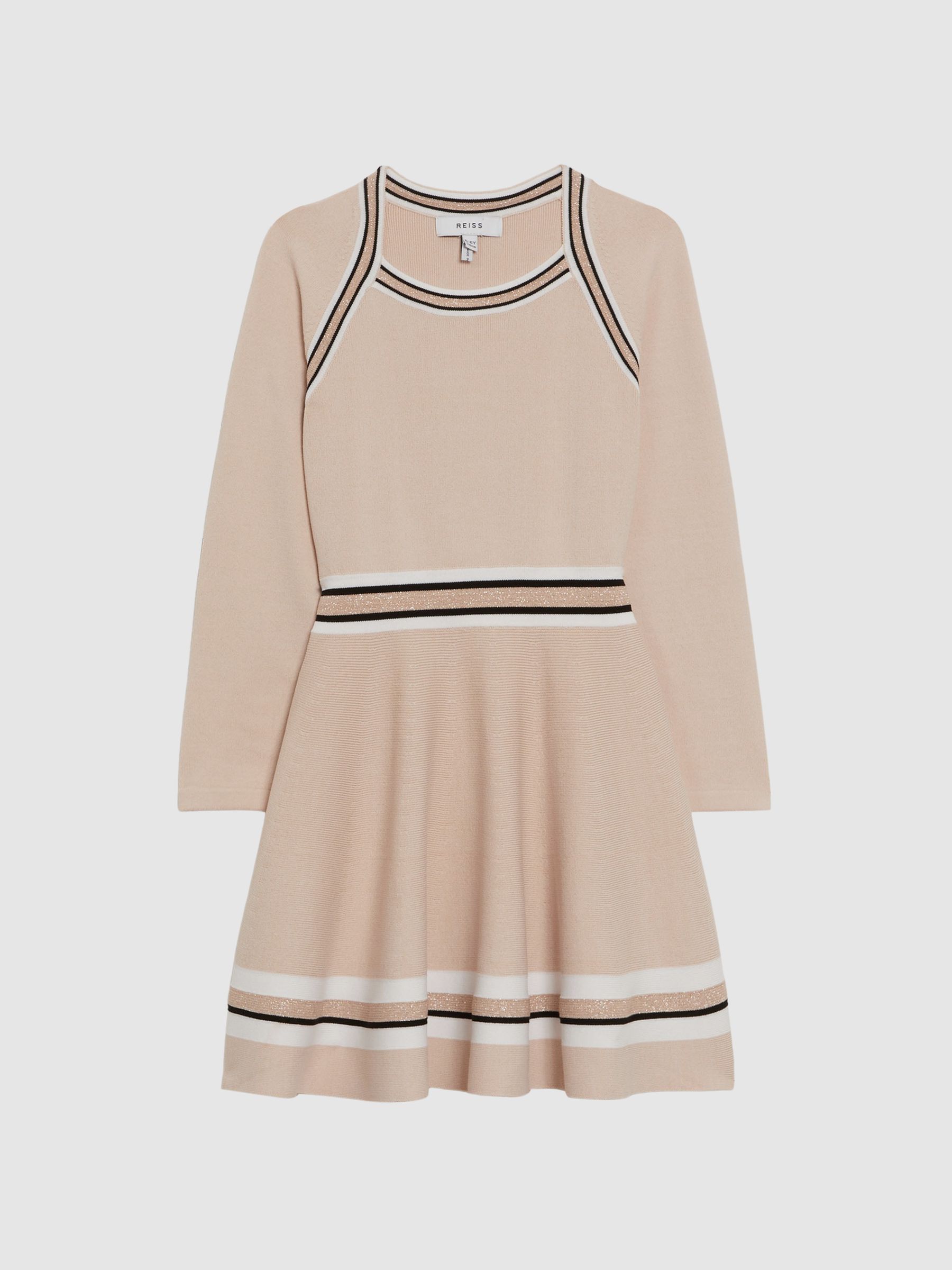 Junior Sparkle Trim Knitted Skater Dress in Pink - Image 2 of 5