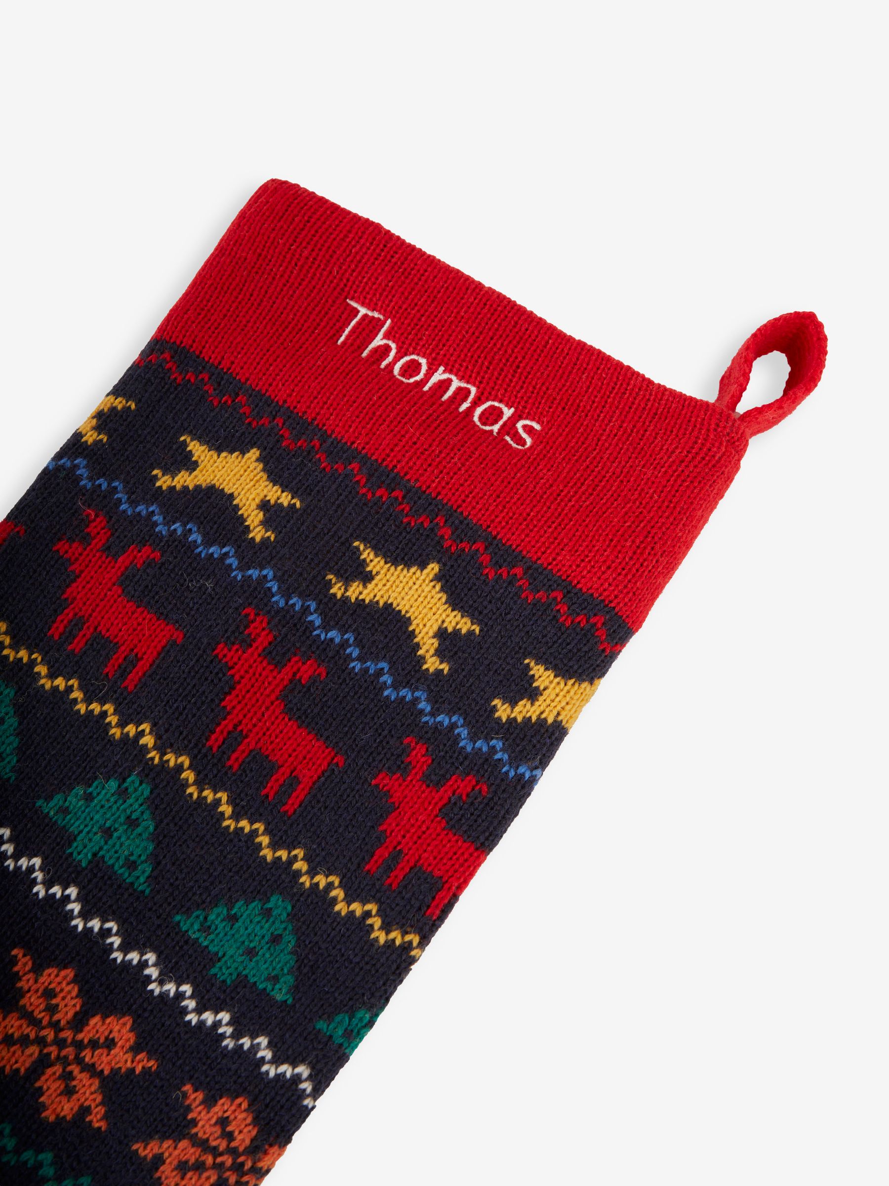 Navy Personalised Fair Isle Knitted Christmas Stocking - Image 2 of 5