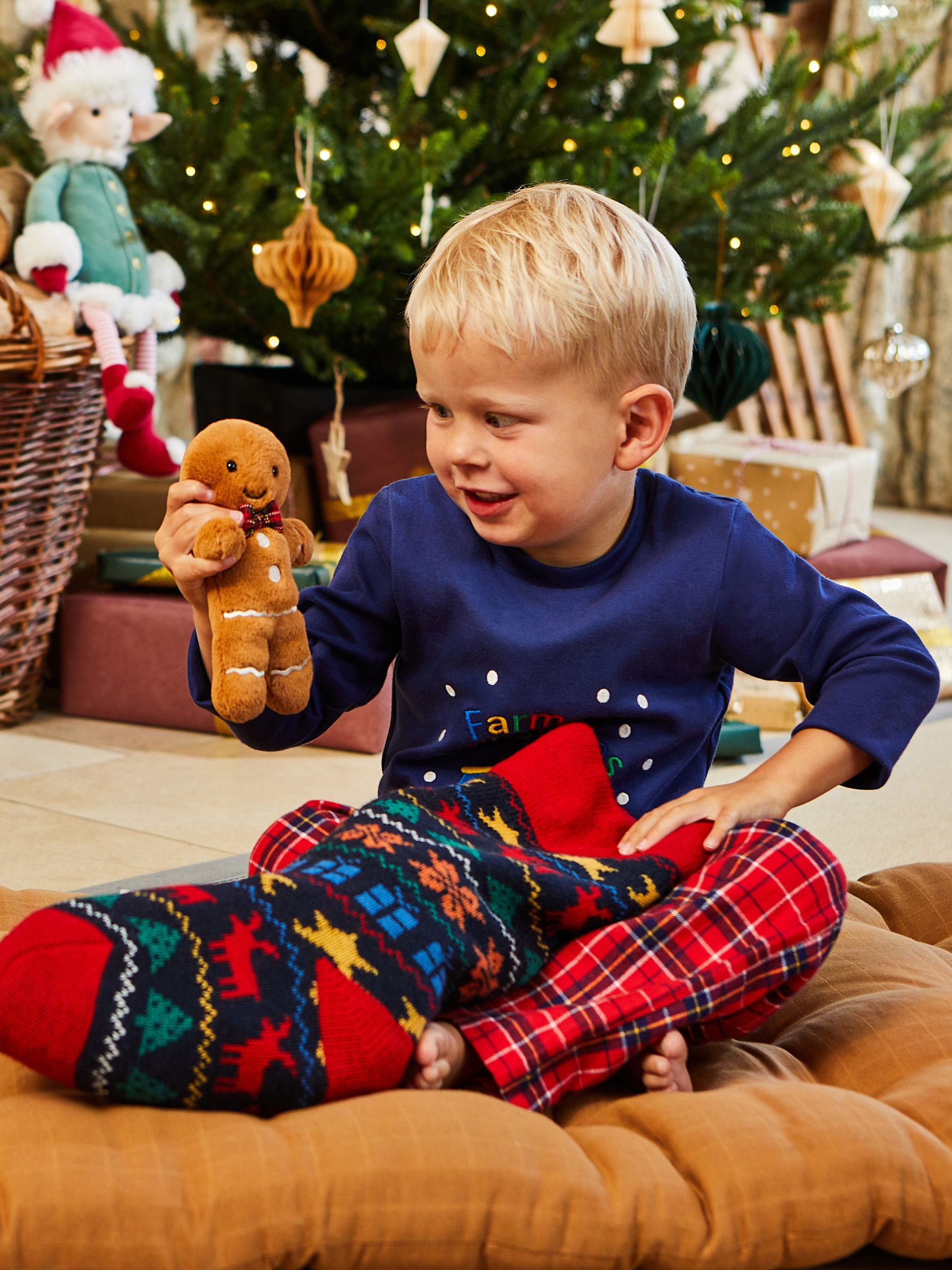 Navy Personalised Fair Isle Knitted Christmas Stocking - Image 4 of 5