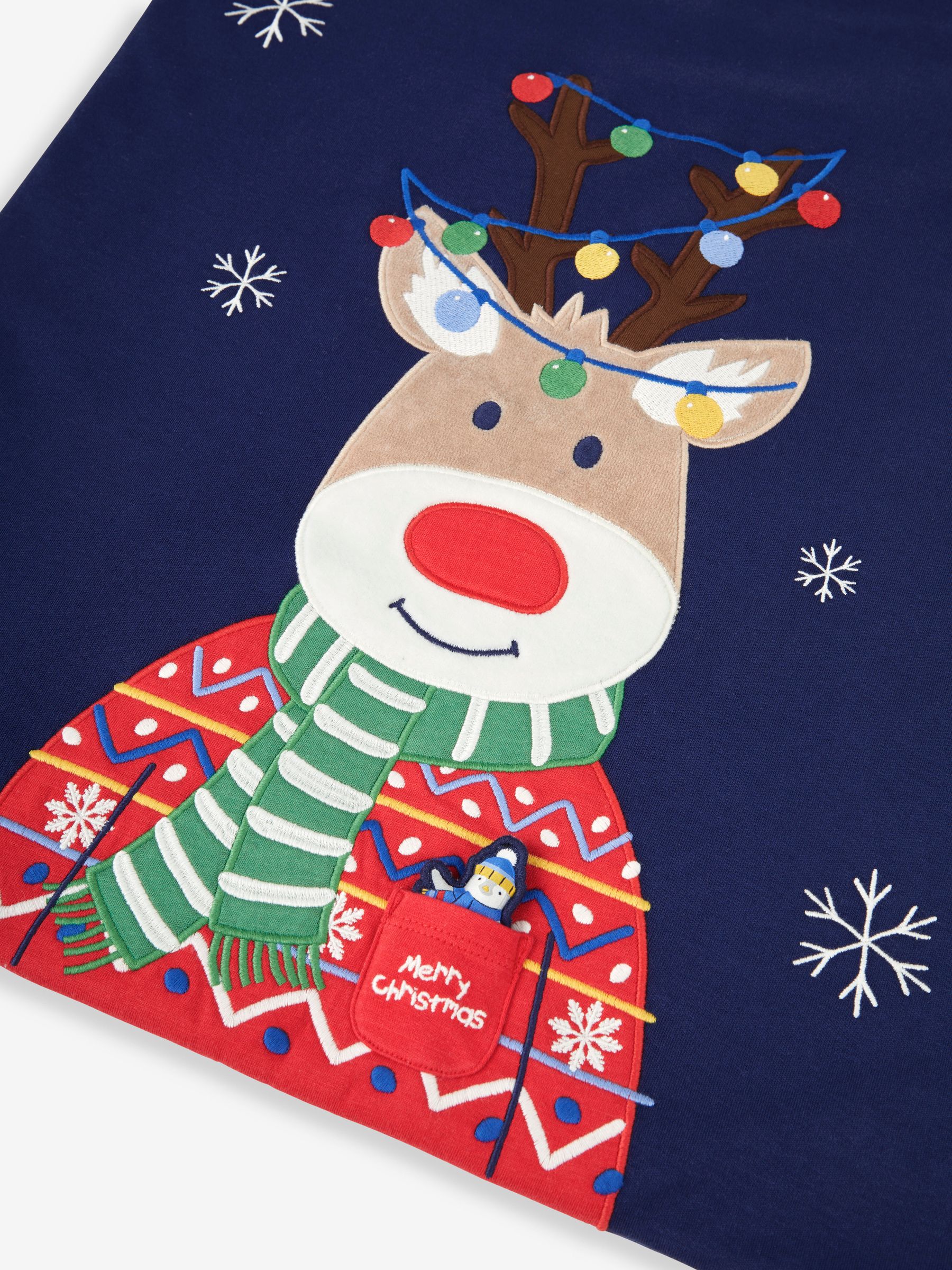 Blue Personalised Reindeer Appliqué Christmas Sack with Pocket Pet - Image 7 of 9