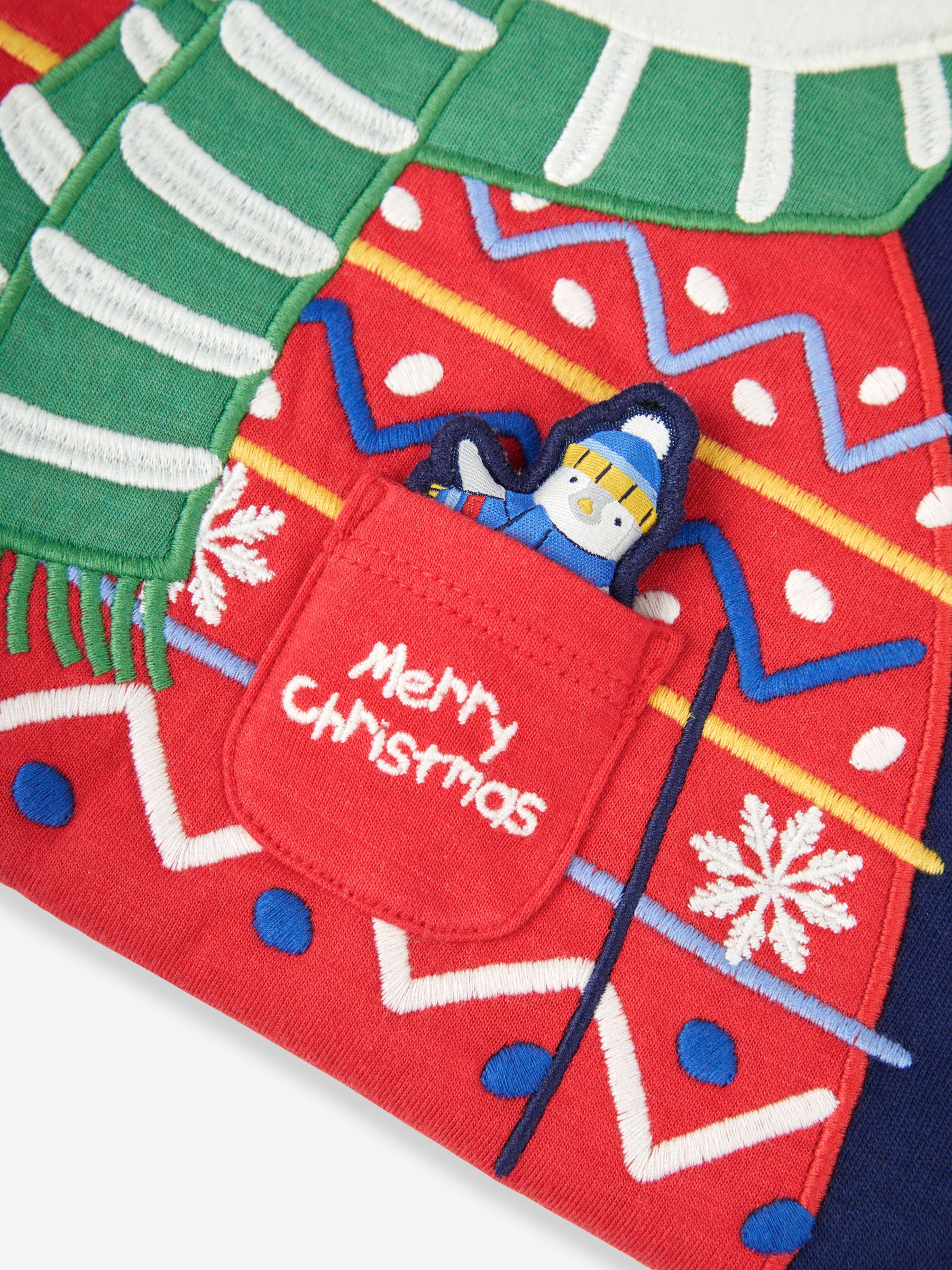 Blue Personalised Reindeer Appliqué Christmas Sack with Pocket Pet - Image 8 of 9