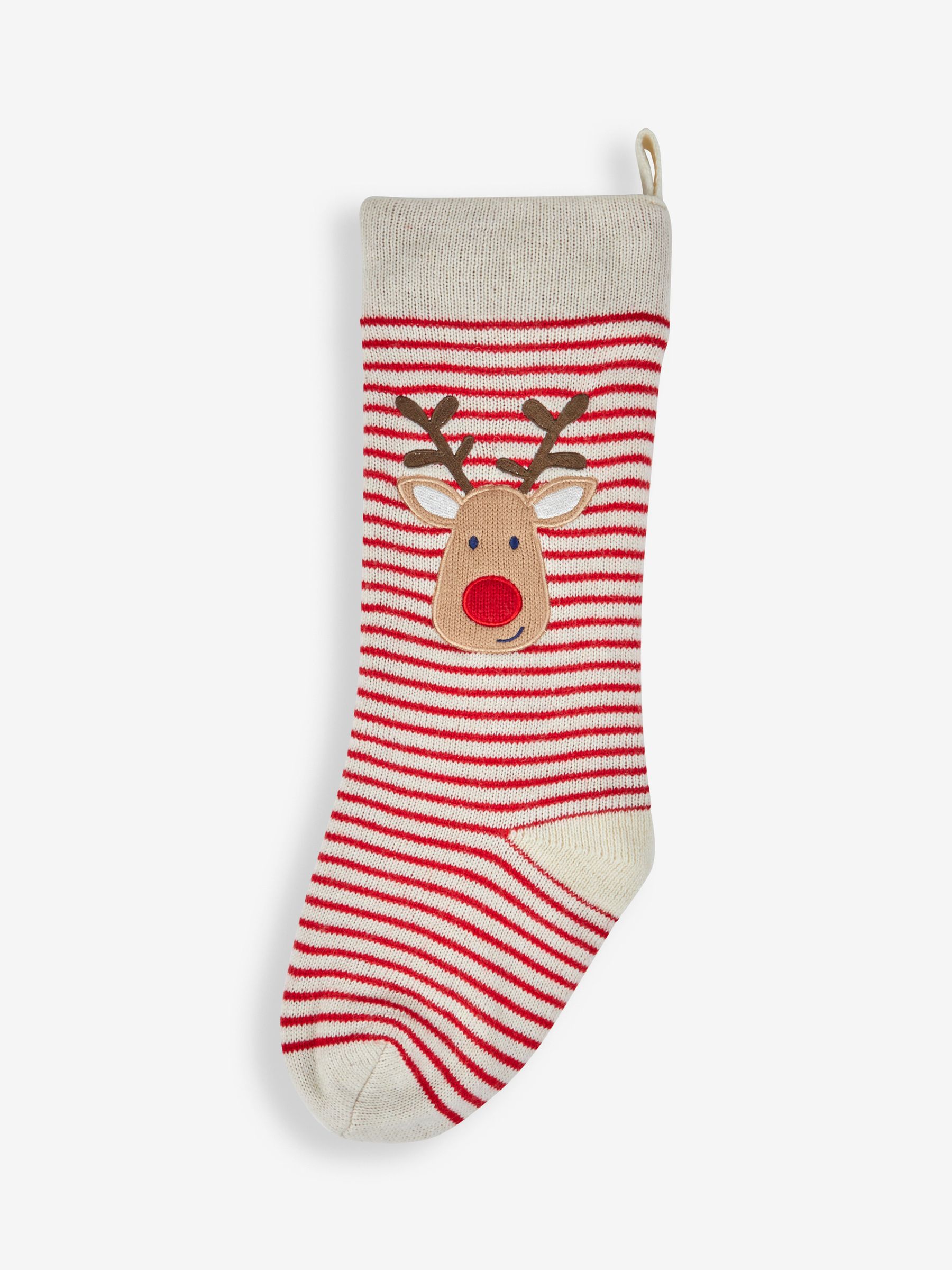 Red Stripe Personalised Red Stripe Reindeer Knitted Stocking - Image 2 of 4