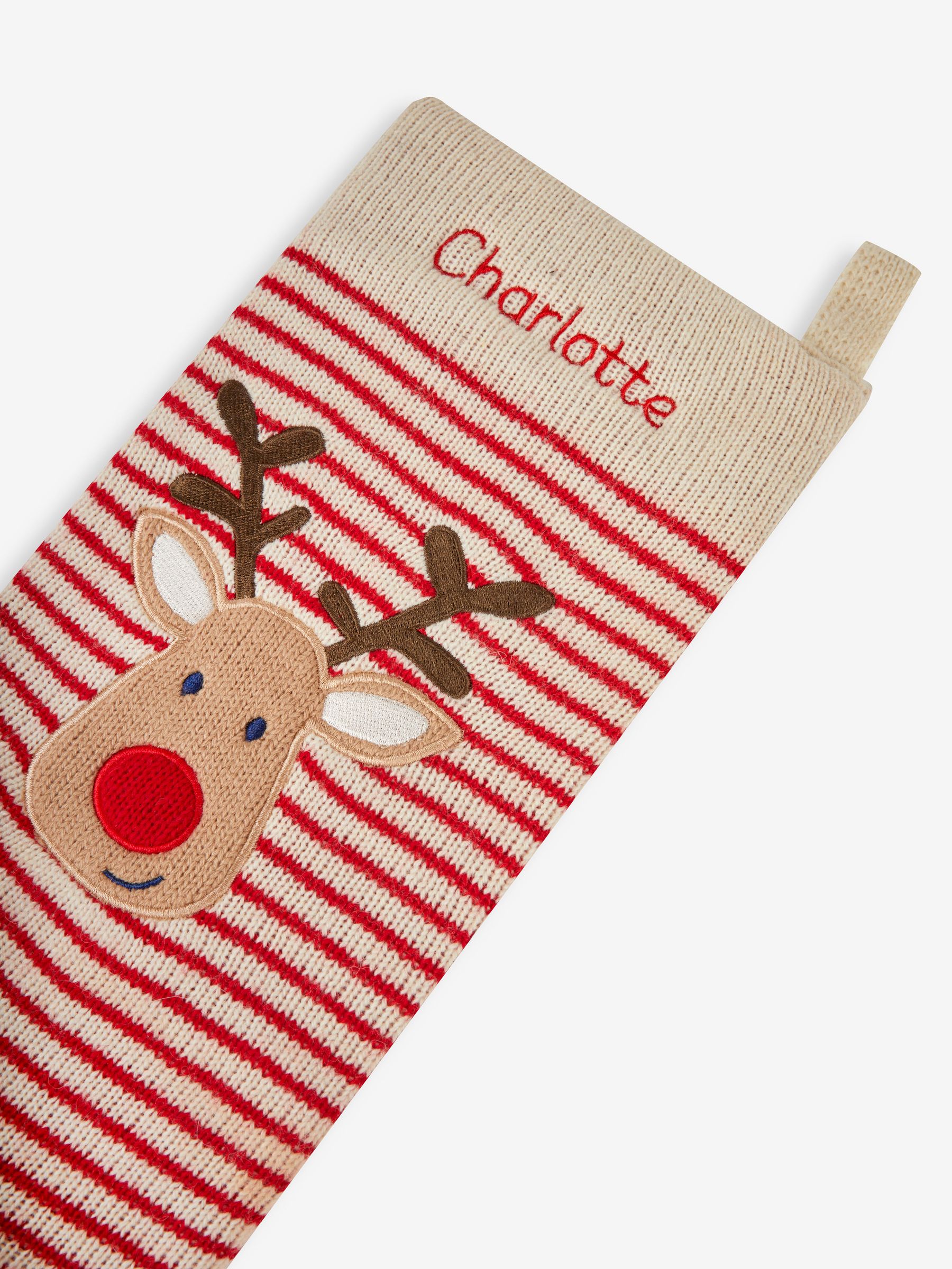 Red Stripe Personalised Red Stripe Reindeer Knitted Stocking - Image 3 of 4