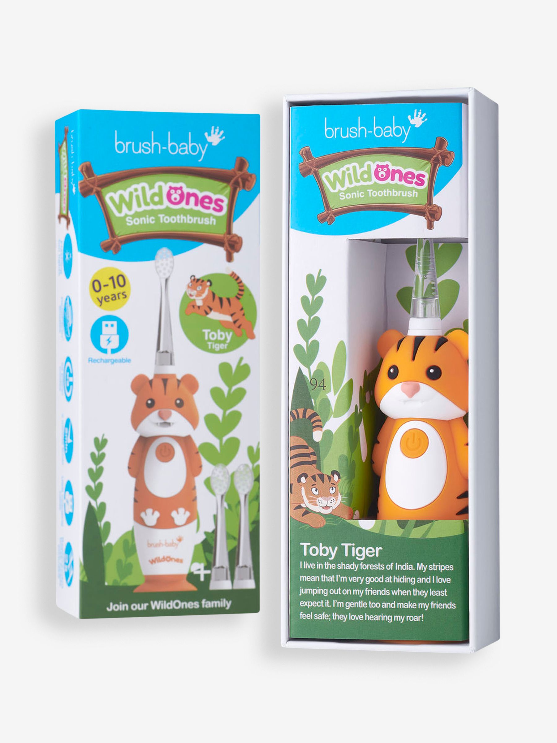Brush-Baby Wild Ones Rechargeable Electric Toothbrush Tiger - Image 3 of 3