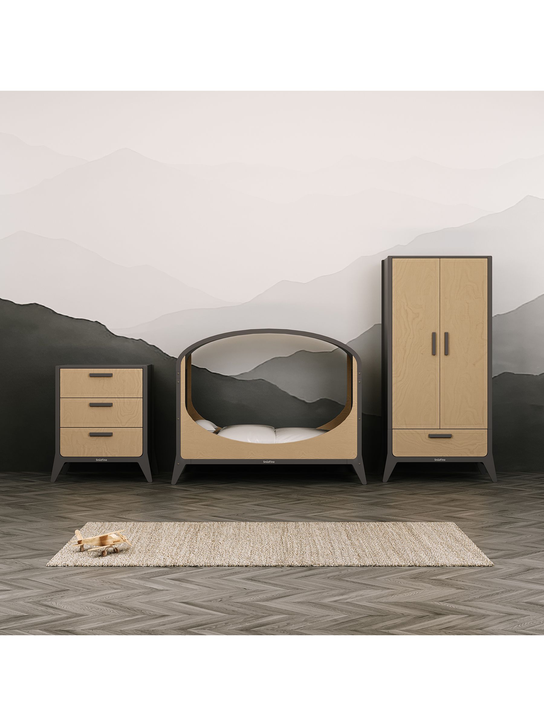Cot Bed with Toddler Kit - Slate Natural - Image 2 of 11