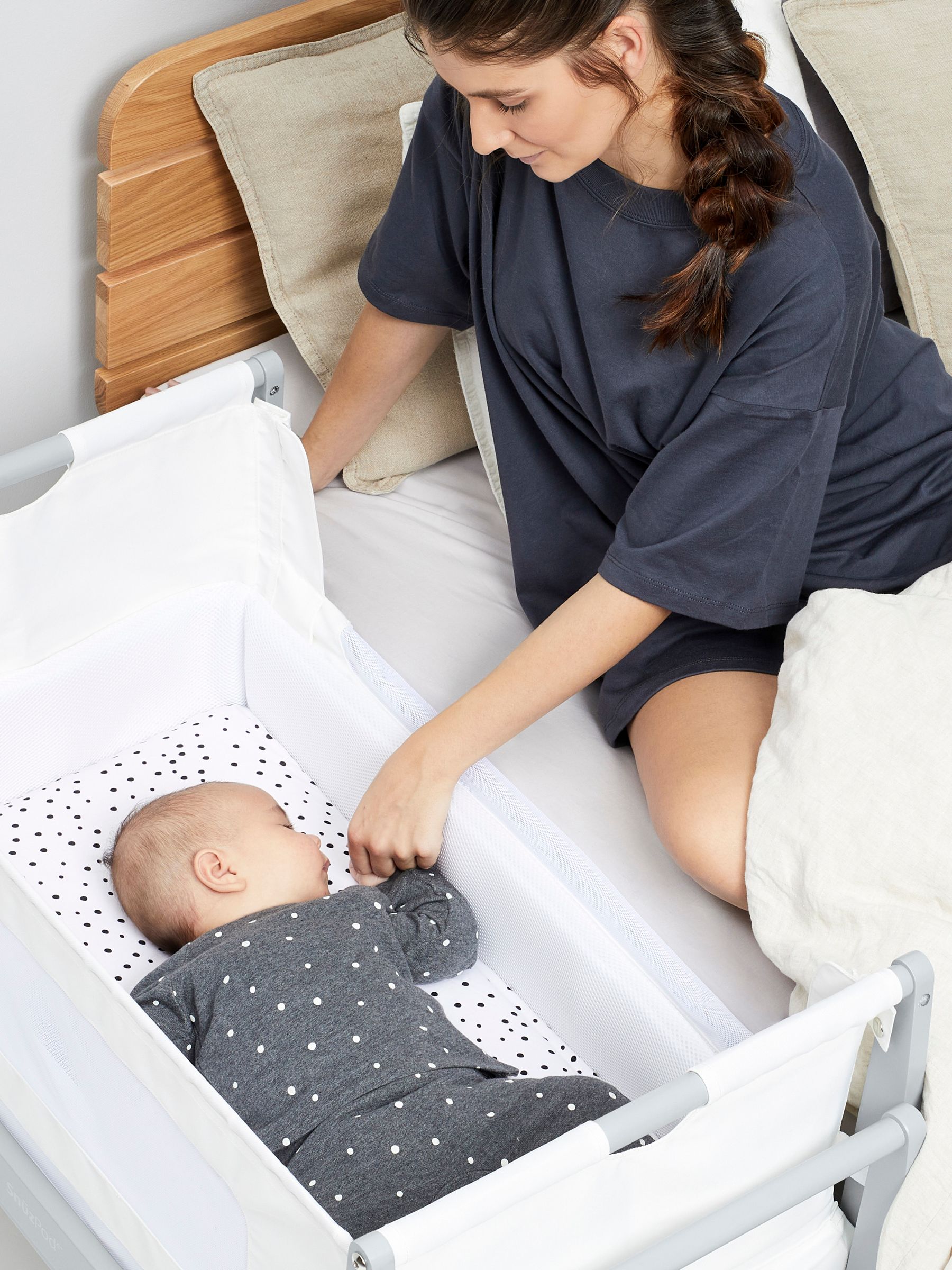 Grey SnuzPod 4 Bedside Crib - Image 1 of 9