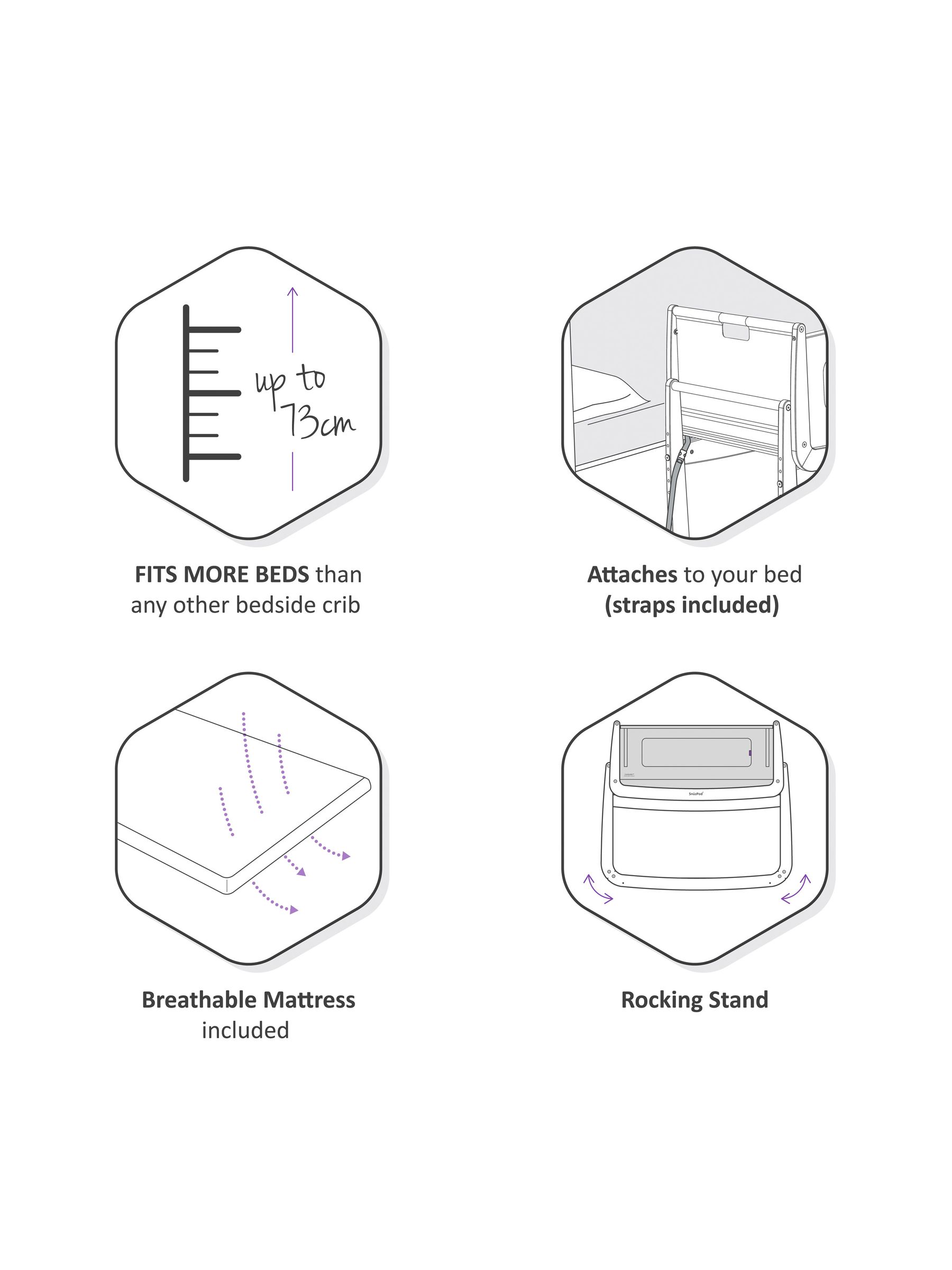 Grey SnuzPod 4 Bedside Crib - Image 3 of 9