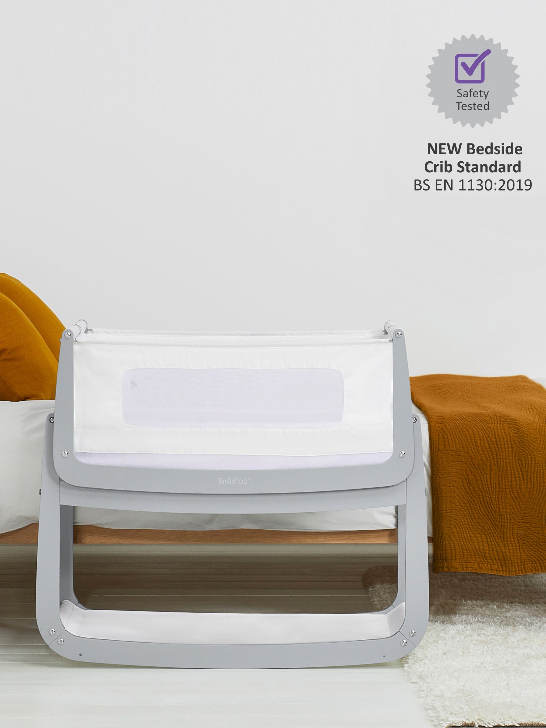 Grey SnuzPod 4 Bedside Crib - Image 5 of 9