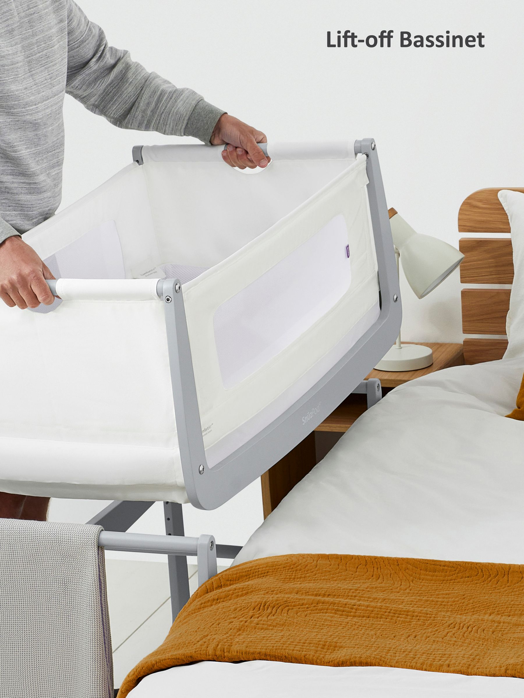 Grey SnuzPod 4 Bedside Crib - Image 6 of 9