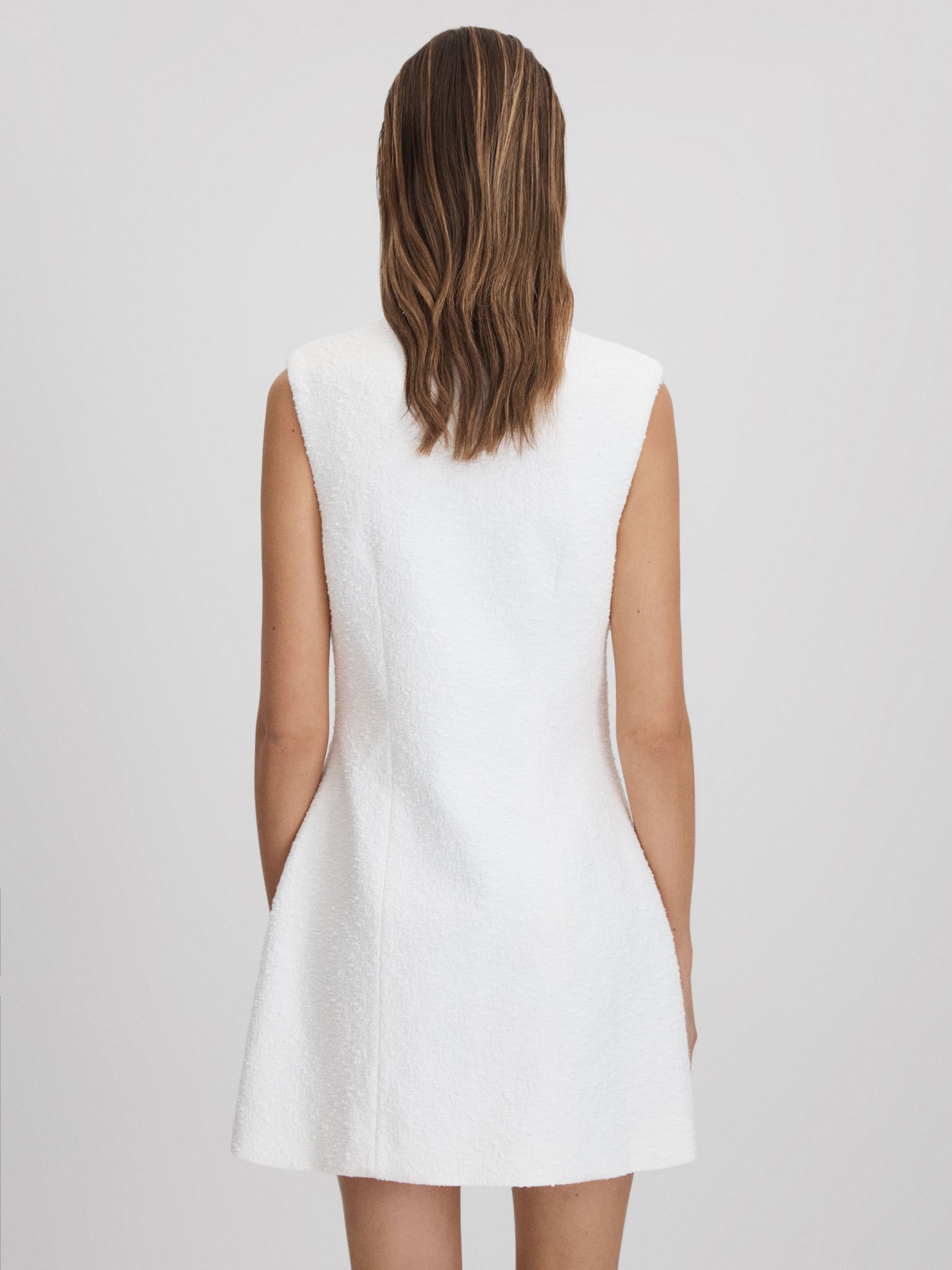 Anna Quan Boucle Button-Through Mini Dress in White - Image 5 of 6