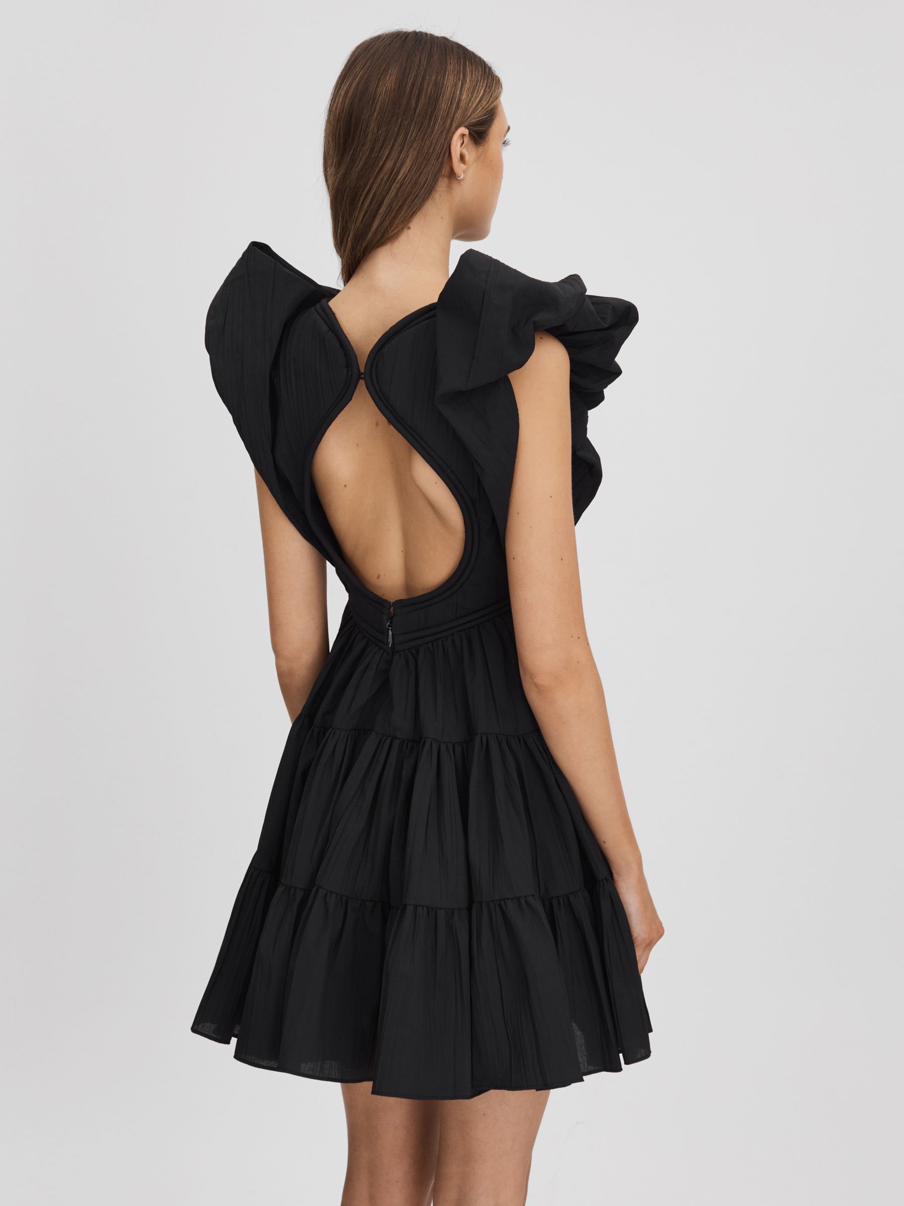Acler Tiered Midi Dress in Black - Image 4 of 5