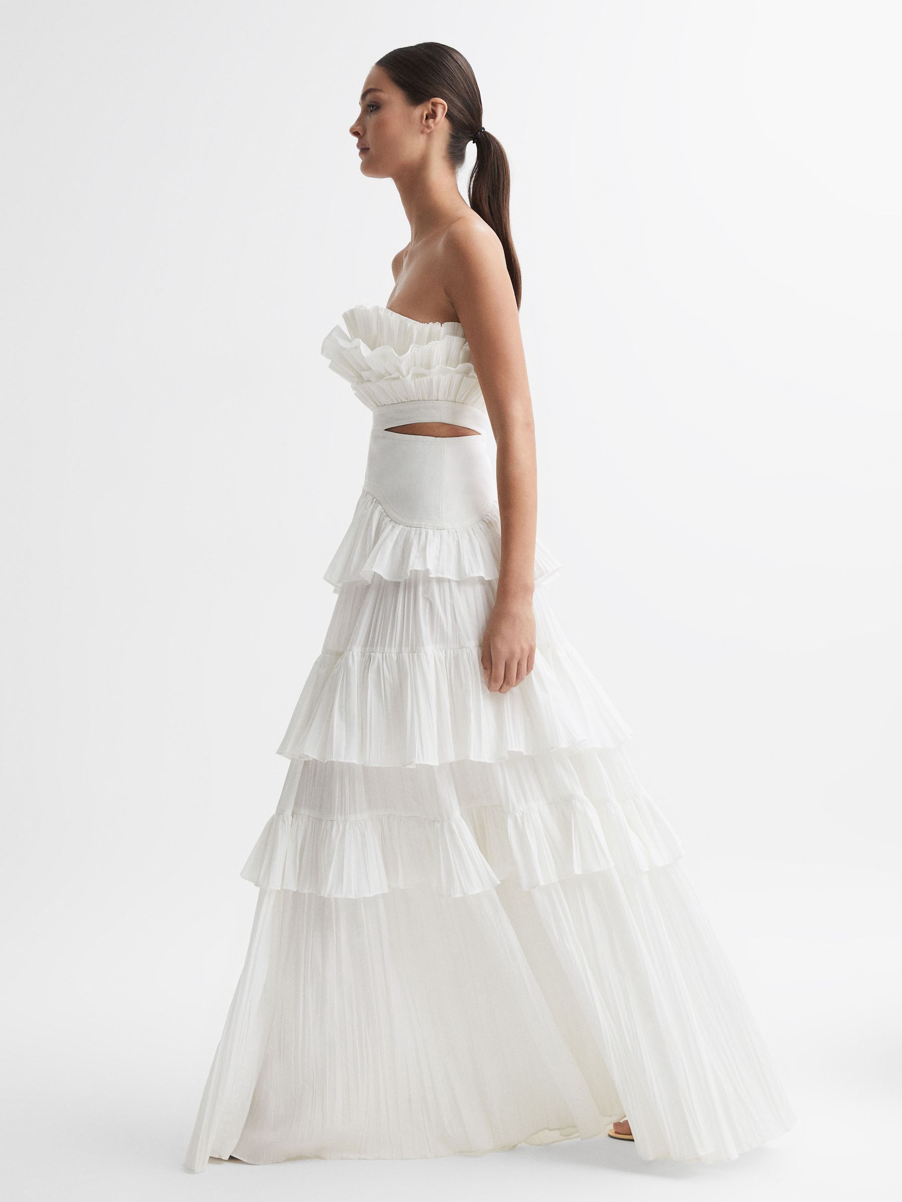 Acler Strapless Tiered Maxi Dress in Ivory - Image 4 of 7