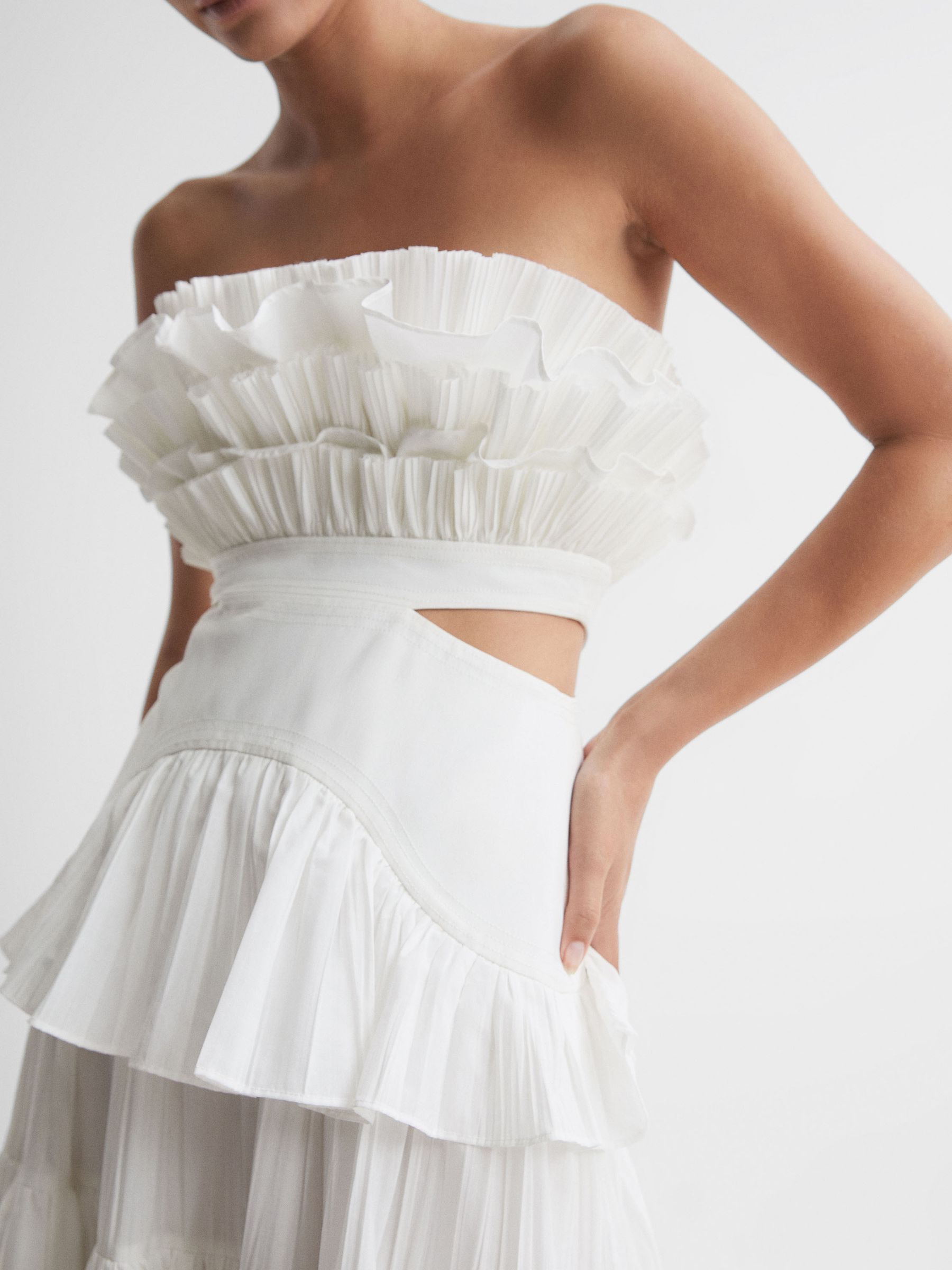 Acler Strapless Tiered Maxi Dress in Ivory - Image 5 of 7