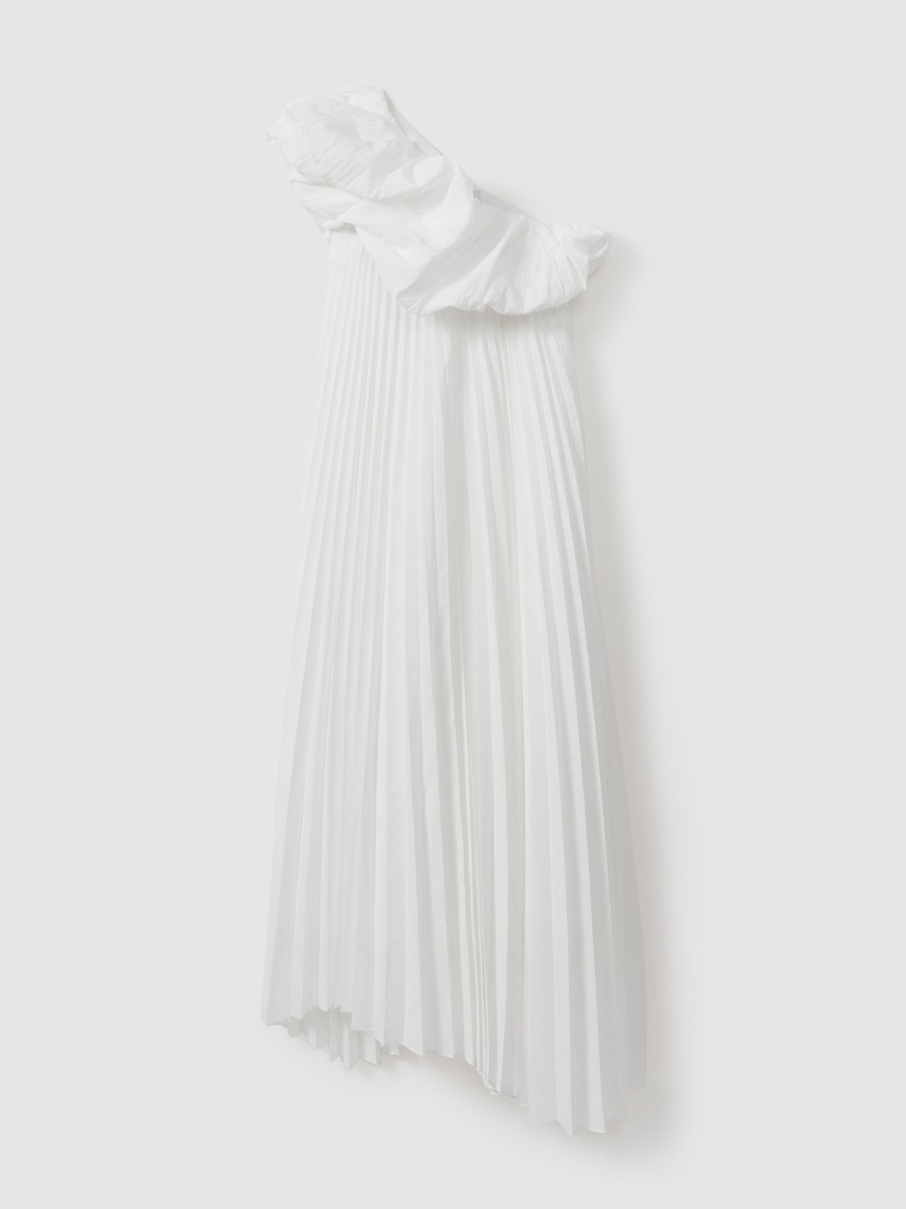 Acler One-Shoulder Asymmetric Midi Dress in Ivory - Image 2 of 5