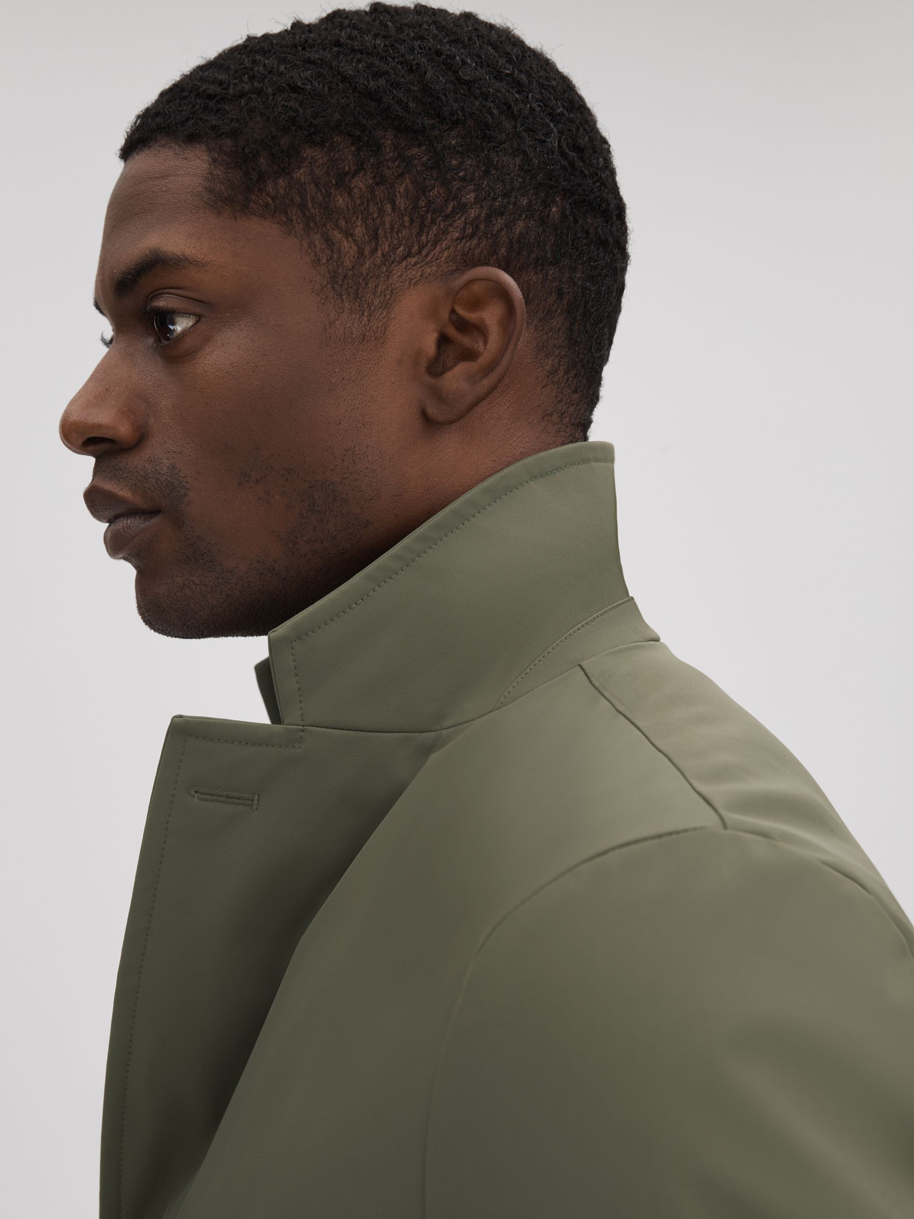 Single Breasted Mid Length Coat in Fern Green - Image 4 of 7