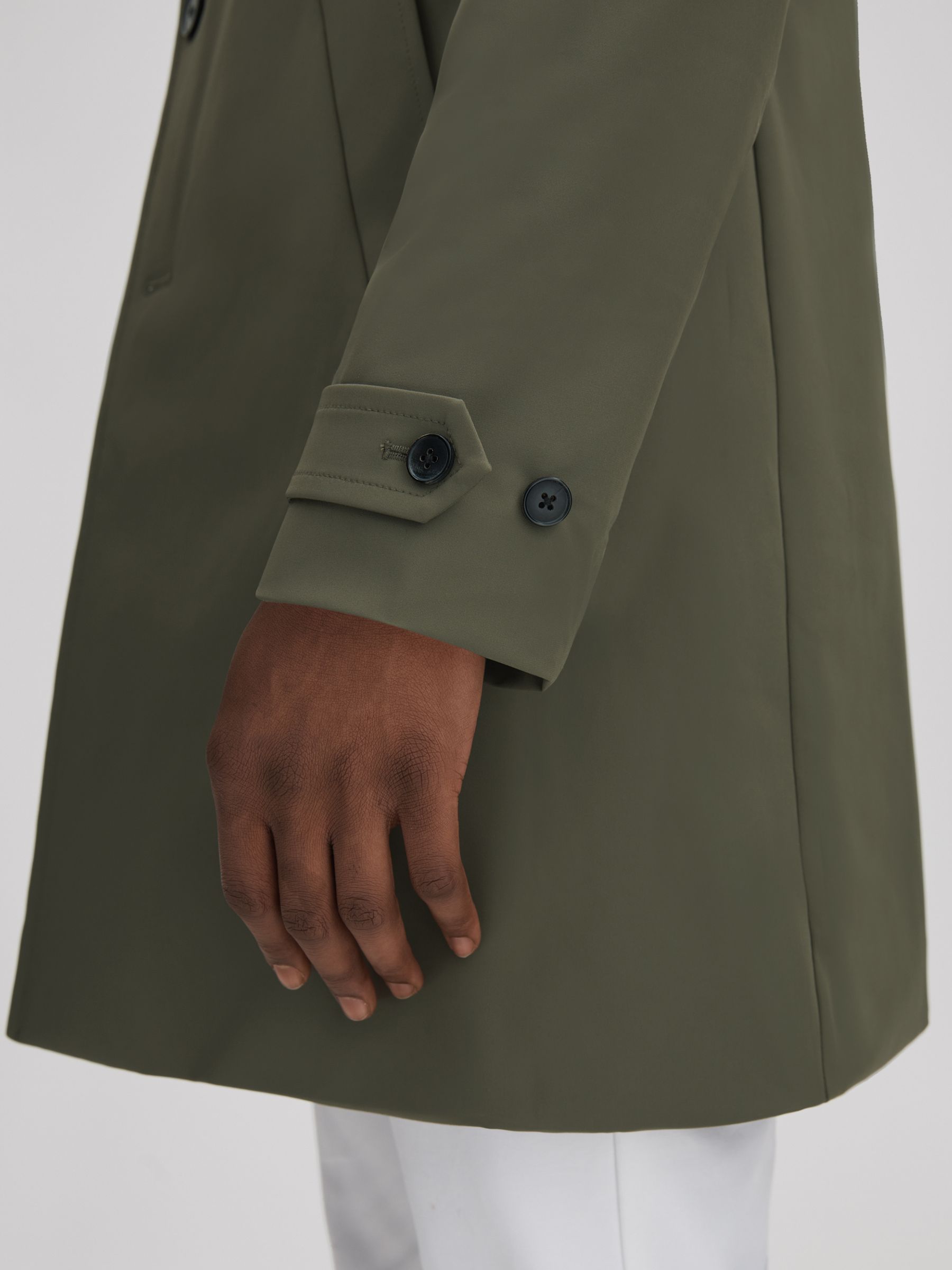 Single Breasted Mid Length Coat in Fern Green - Image 6 of 7