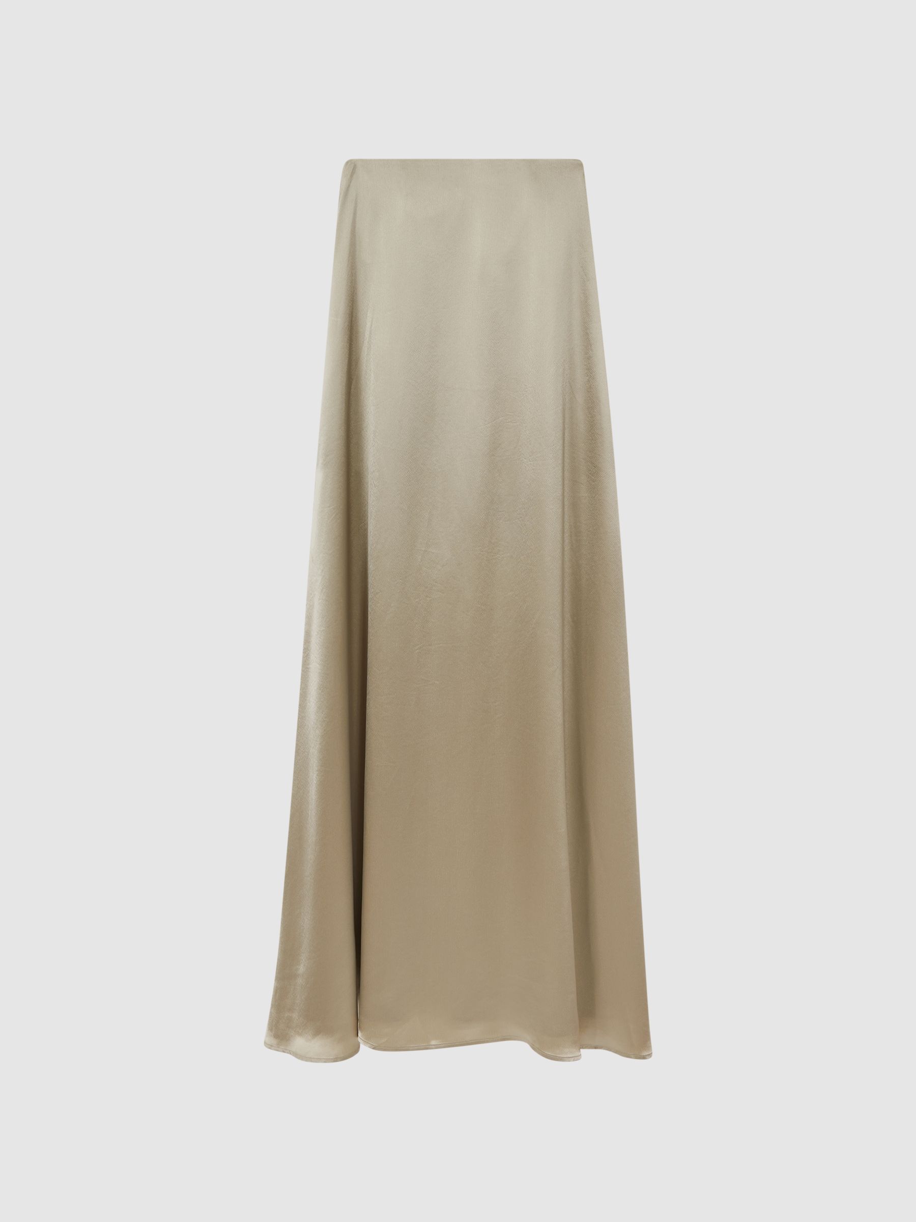 Anna Quan Japanese Satin Strapless Maxi Dress in Taupe - Image 2 of 5
