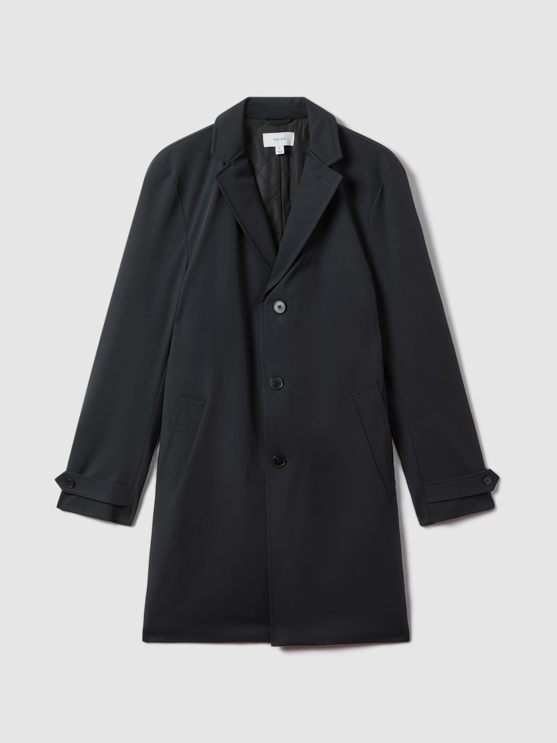 Single Breasted Mid Length Coat in Navy - Image 2 of 6