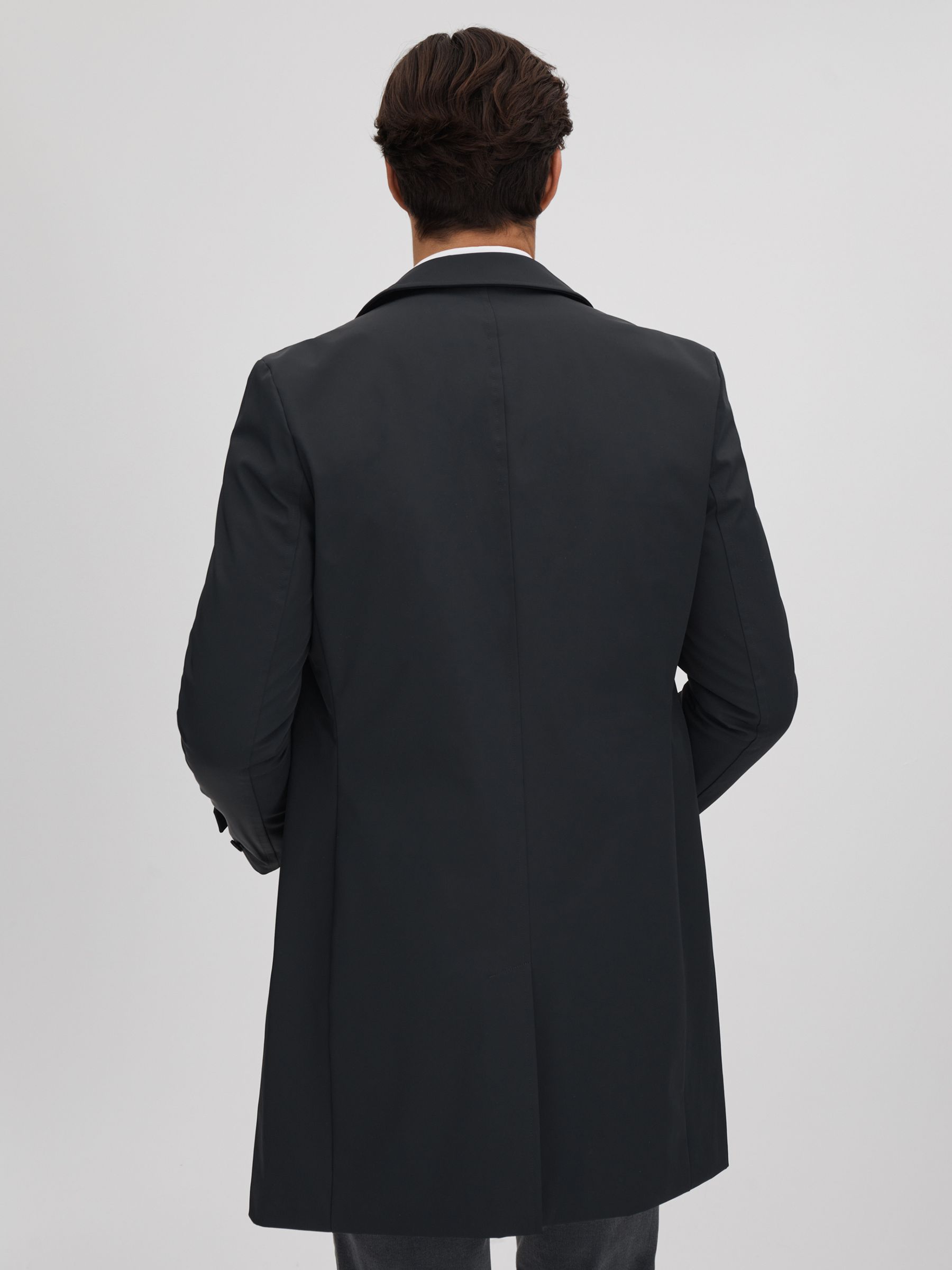Single Breasted Mid Length Coat in Navy - Image 5 of 6
