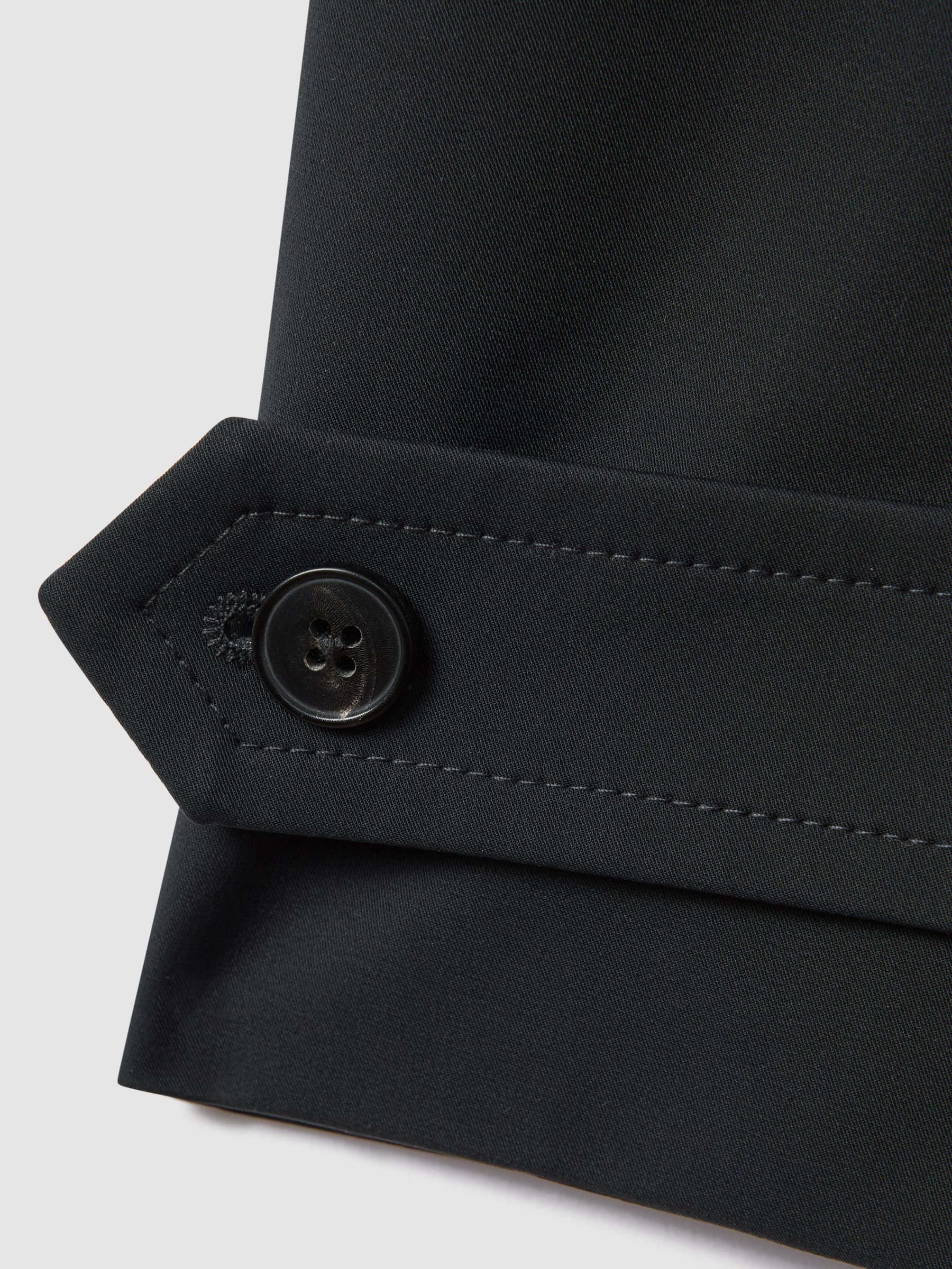 Single Breasted Mid Length Coat in Navy - Image 6 of 6