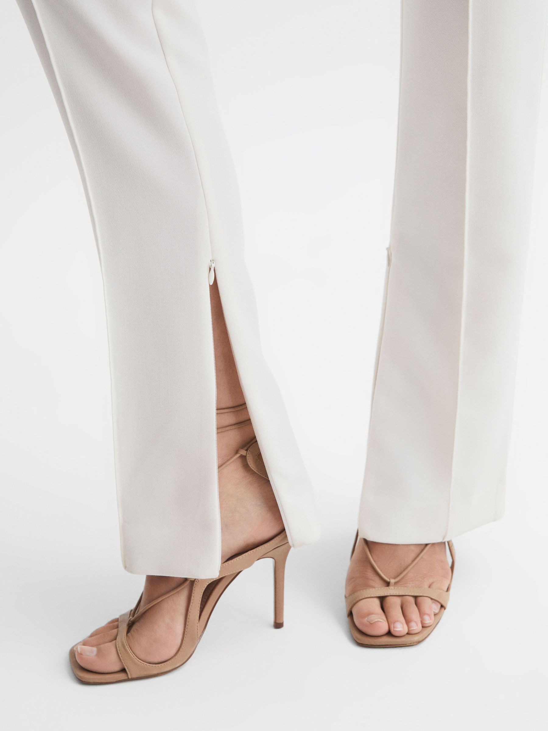 Acler Tailored Split Hem Trousers in Ivory - Image 4 of 6