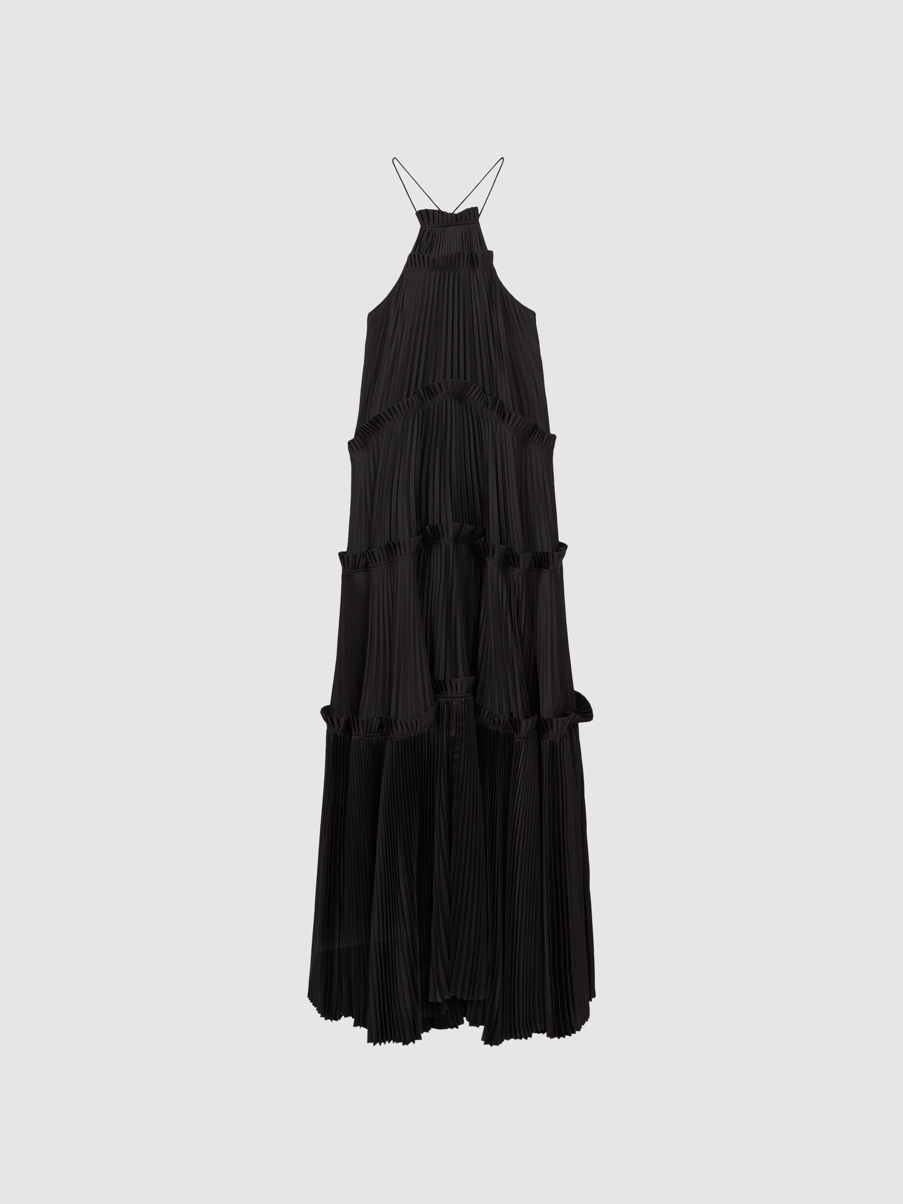 Acler Ruffle Halterneck Maxi Dress in Black - Image 2 of 6