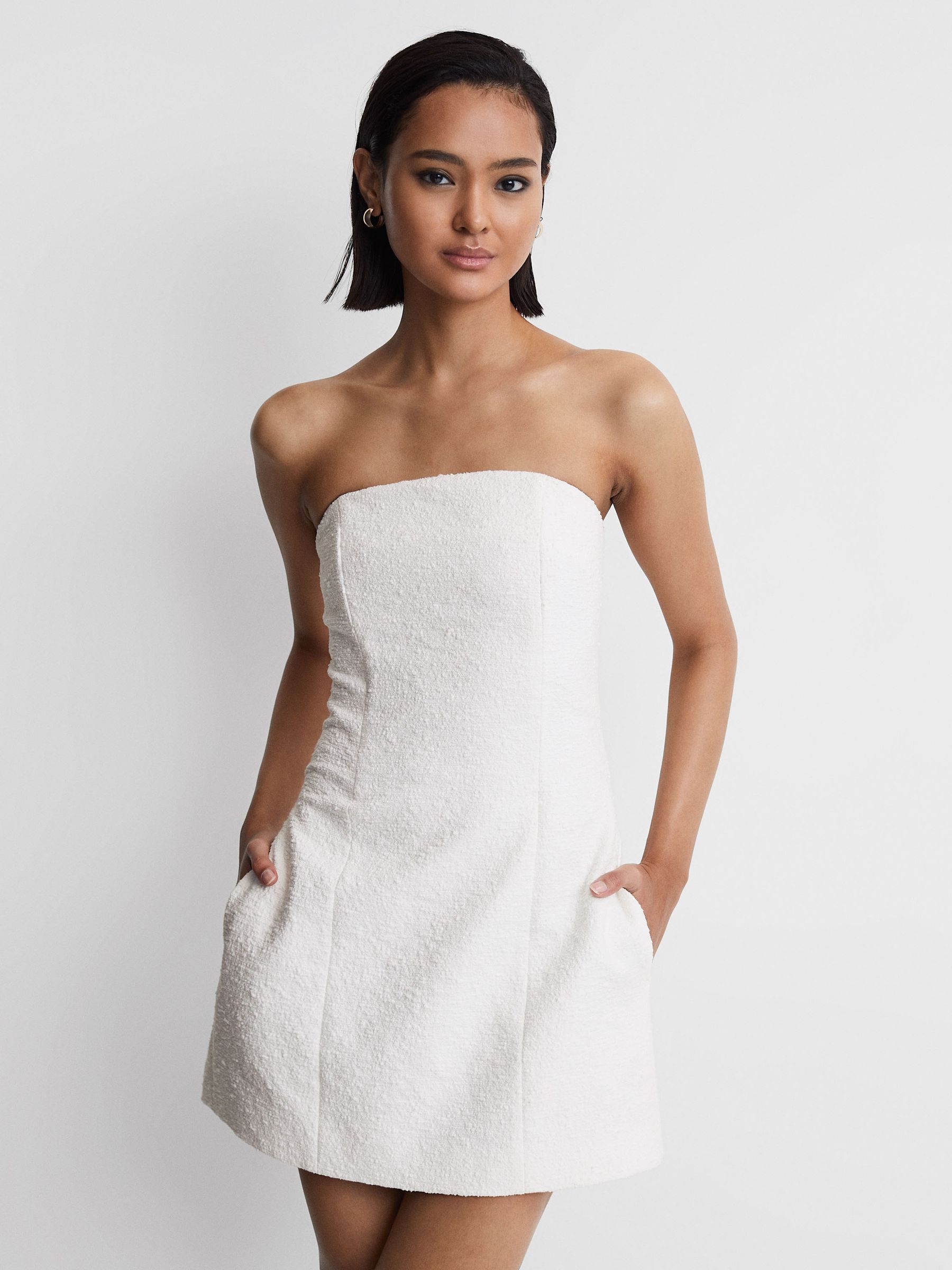 Anna Quan Boucle Strapless Mini Dress in White - Image 1 of 5 Anna Quan Boucle Strapless Mini Dress in White - Image 1 of 5