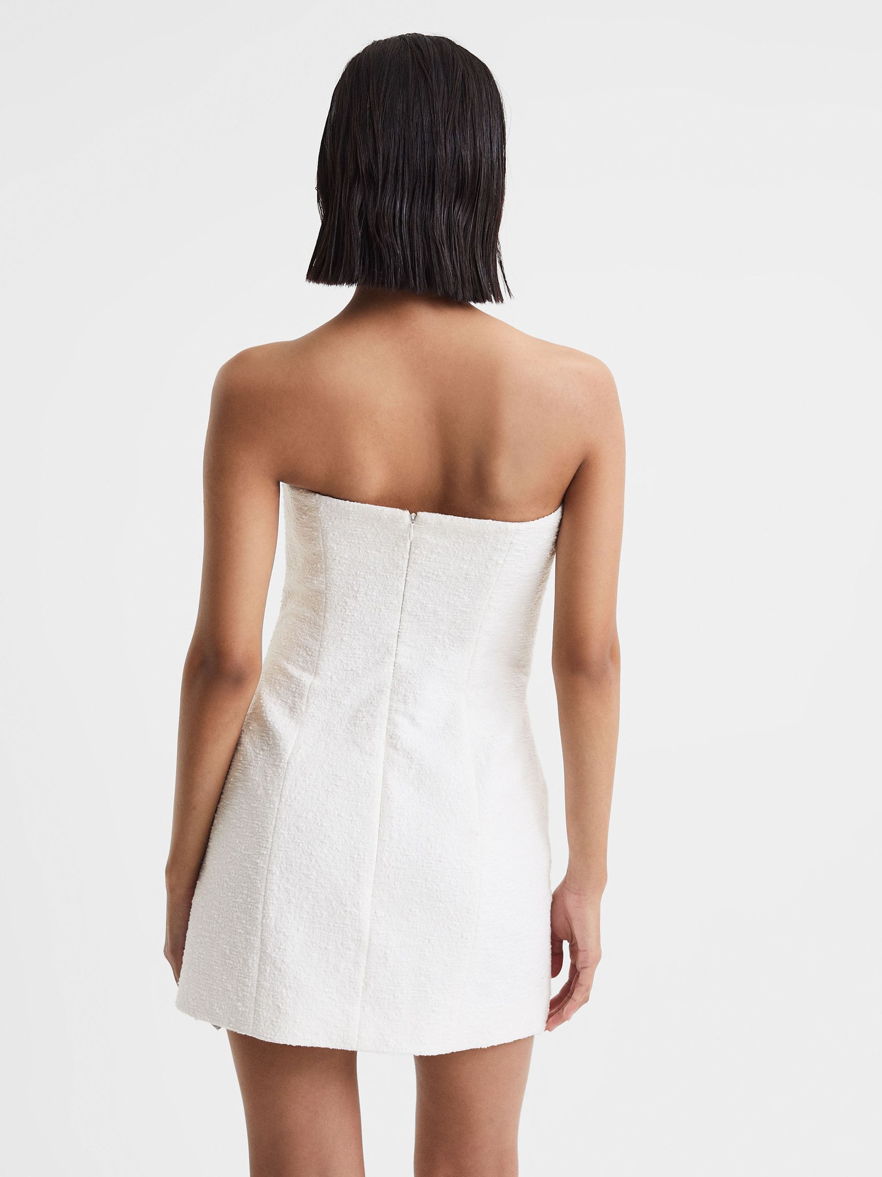 Anna Quan Boucle Strapless Mini Dress in White - Image 4 of 5