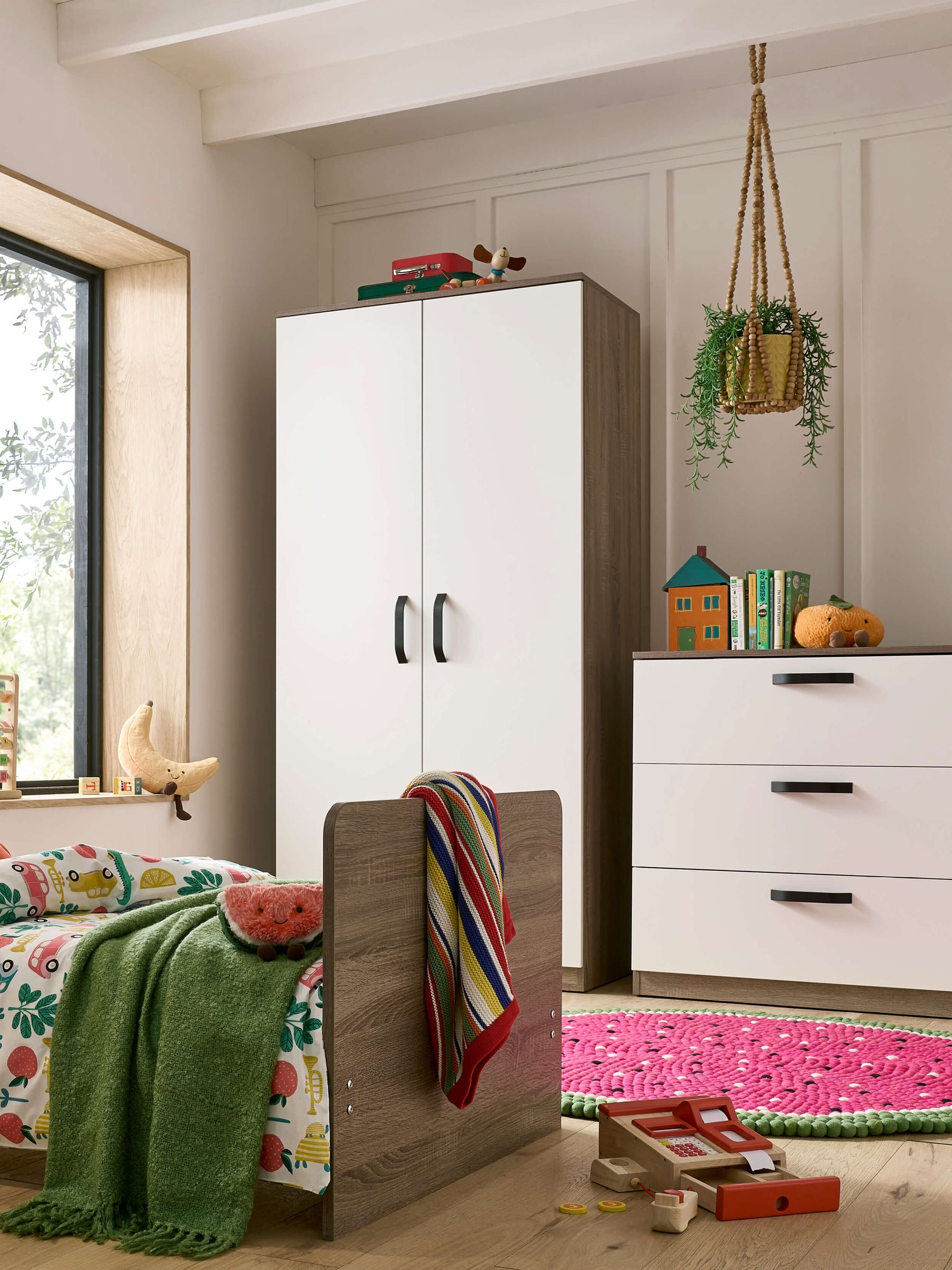 Cuddleco Enzo 3pc Set 3 Drawer Dresser, Cot Bed and Wardrobe - Image 2 of 10