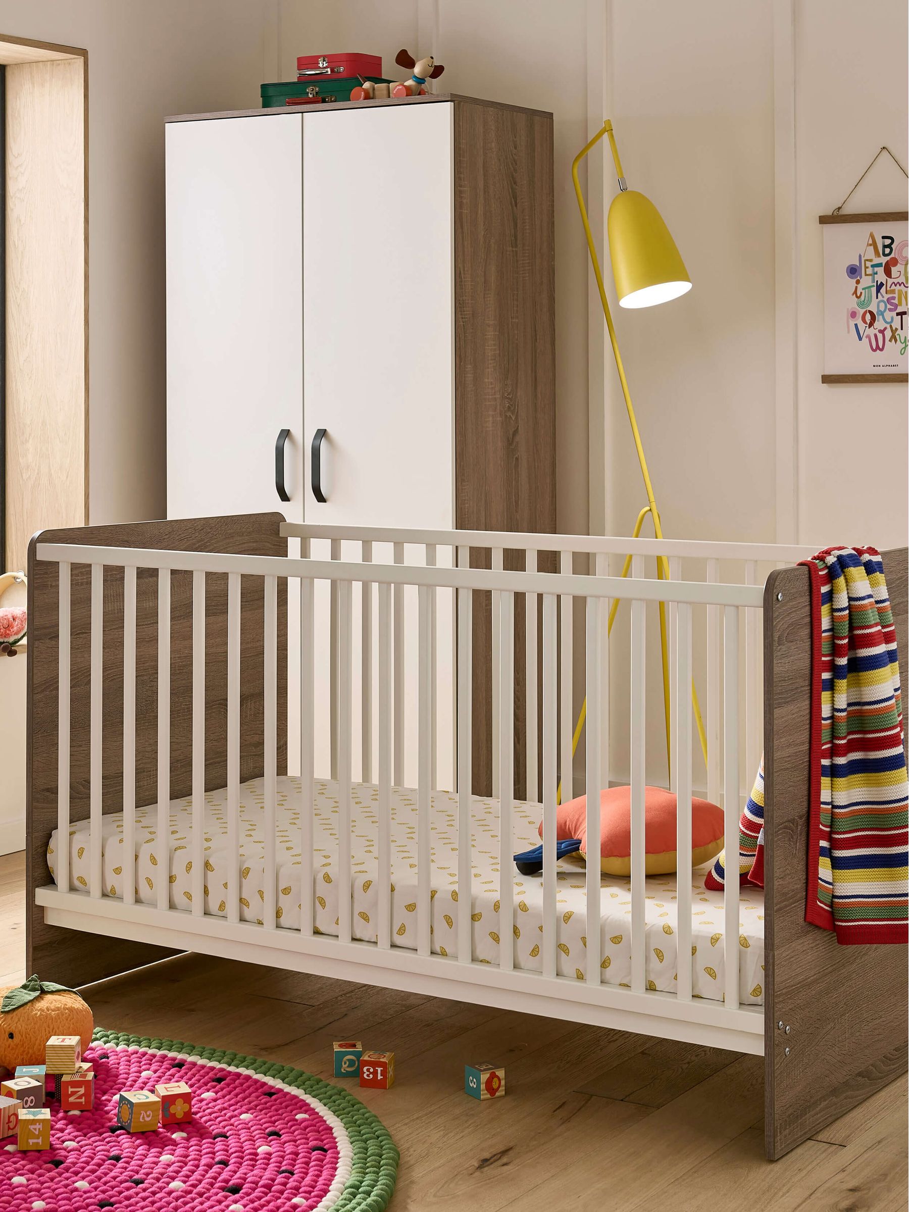 Cuddleco Enzo 3pc Set 3 Drawer Dresser, Cot Bed and Wardrobe - Image 3 of 10