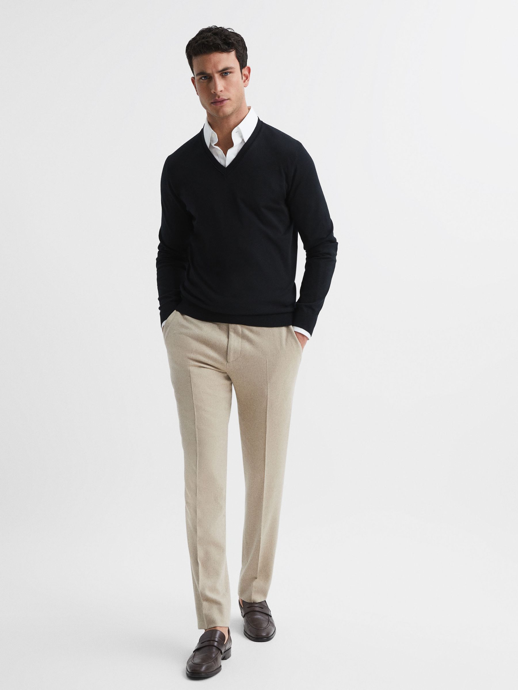 Merino Wool Jumper in Navy - Image 3 of 6