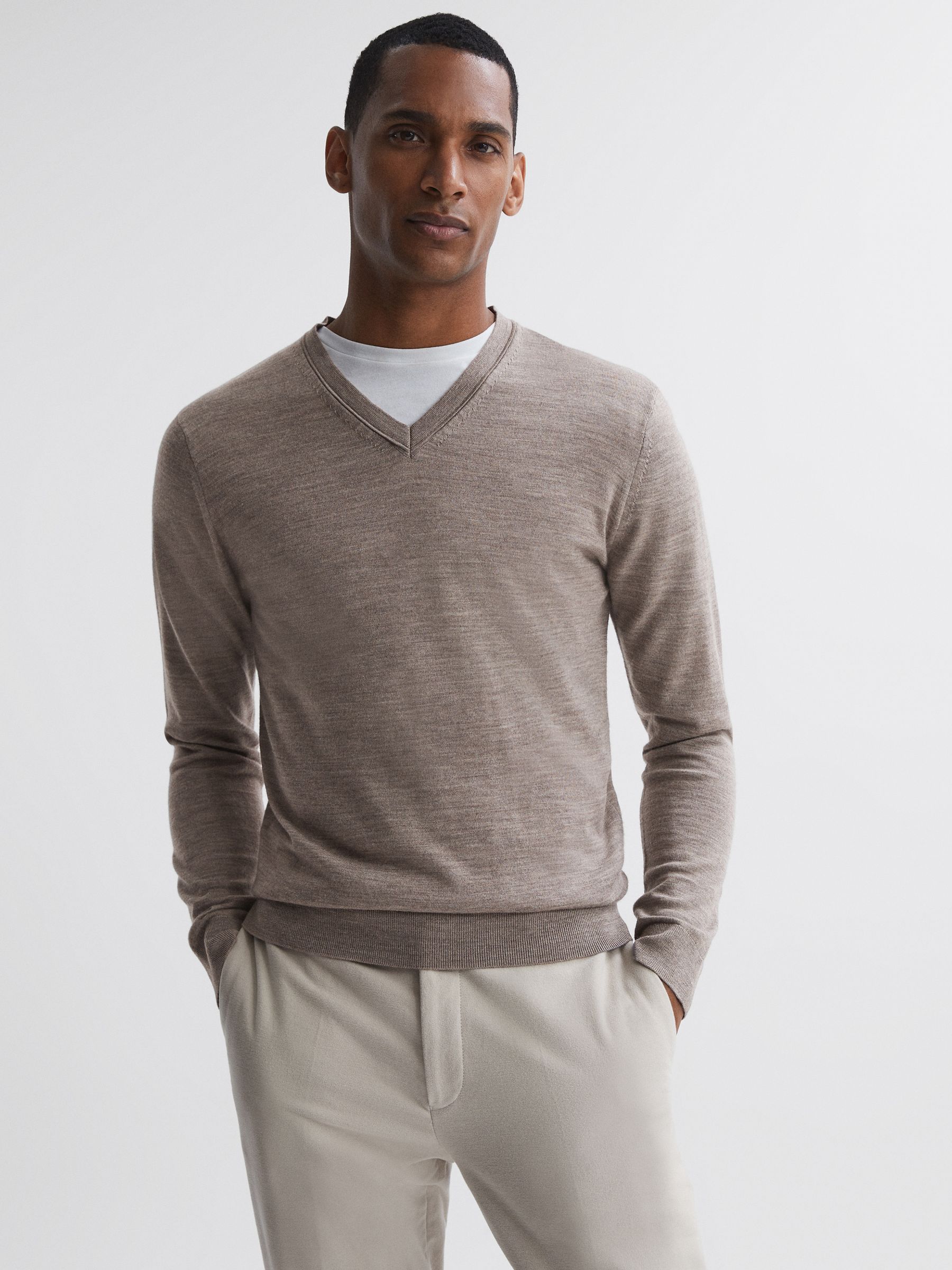 Merino Wool Jumper in Woodsmoke - Image 1 of 5