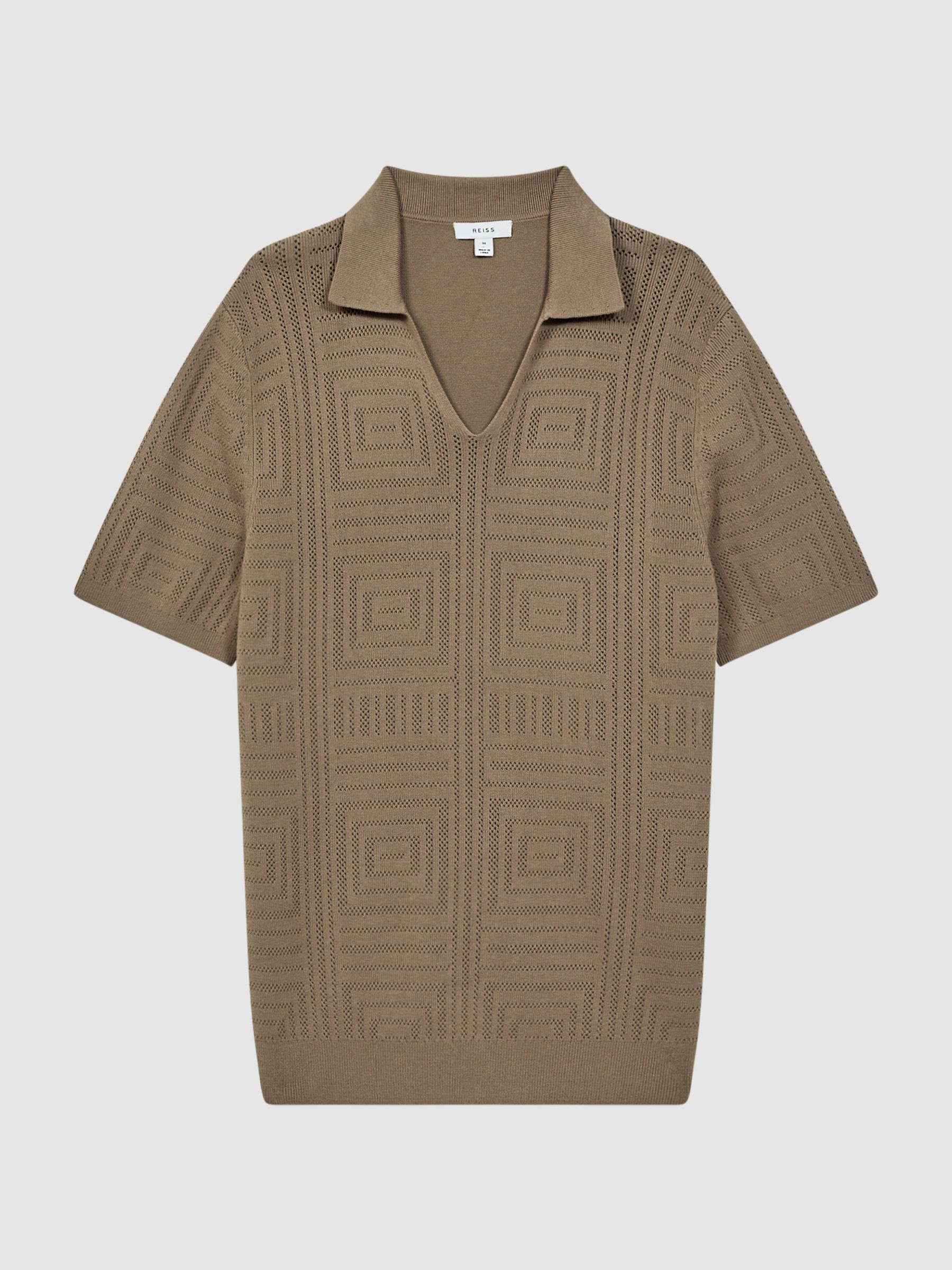 Slim Fit Knitted Cotton Shirt in Bronze - Image 2 of 4