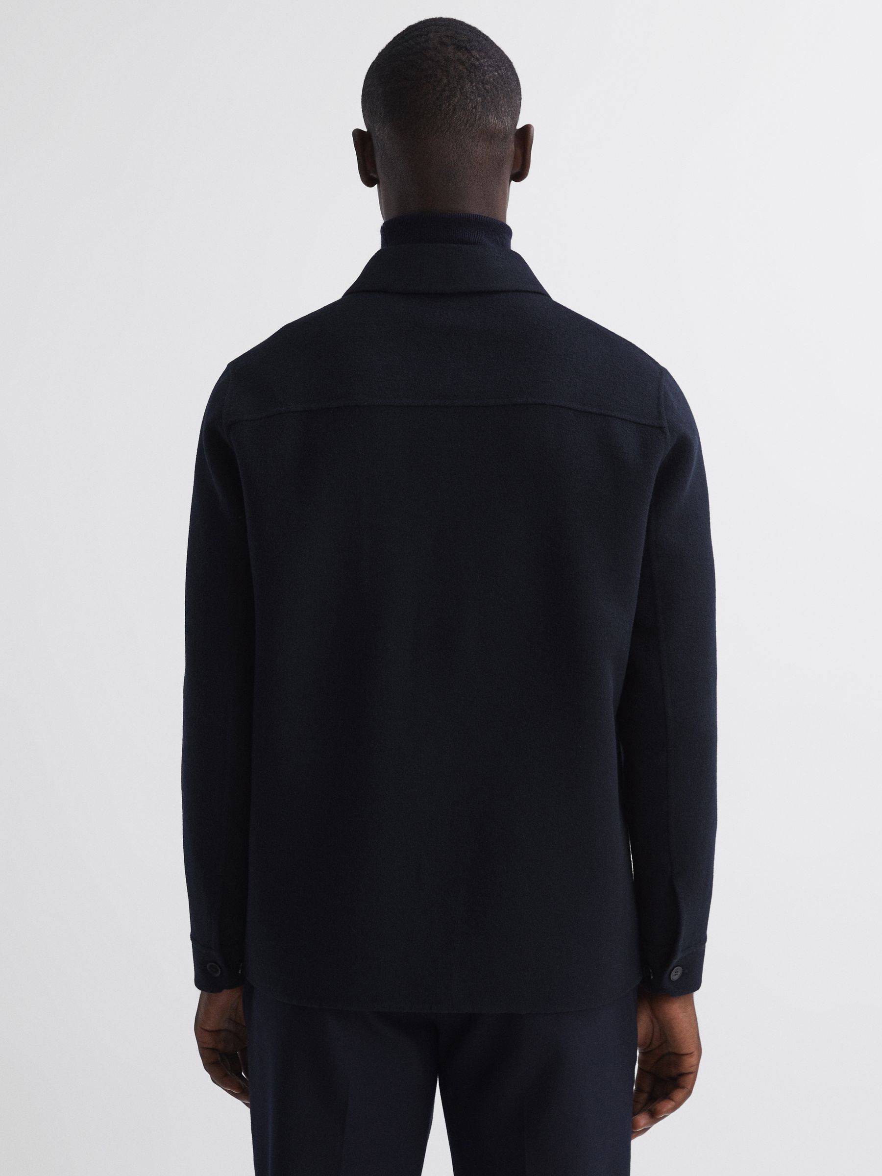 Wool Button Through Jacket in Navy - Image 5 of 6