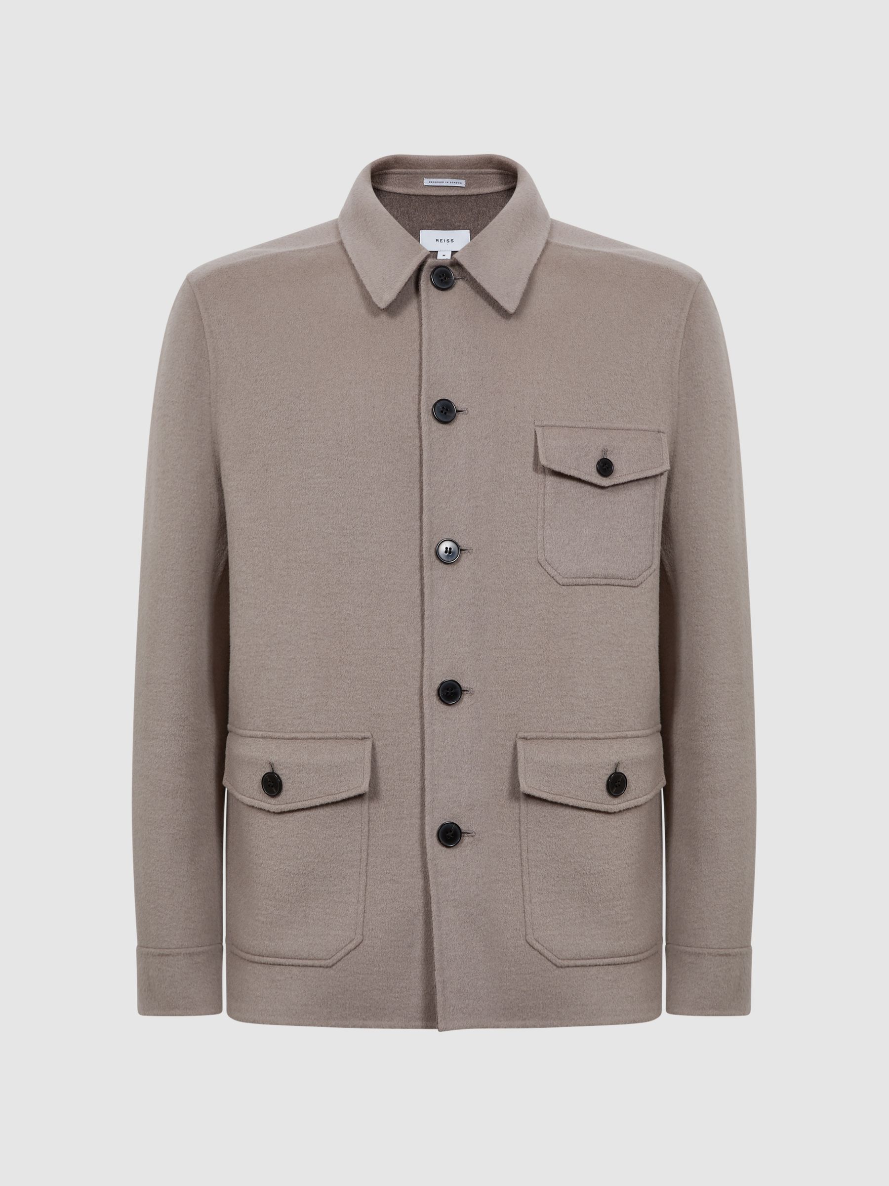 Wool Button Through Jacket in Mushroom Brown - Image 2 of 4